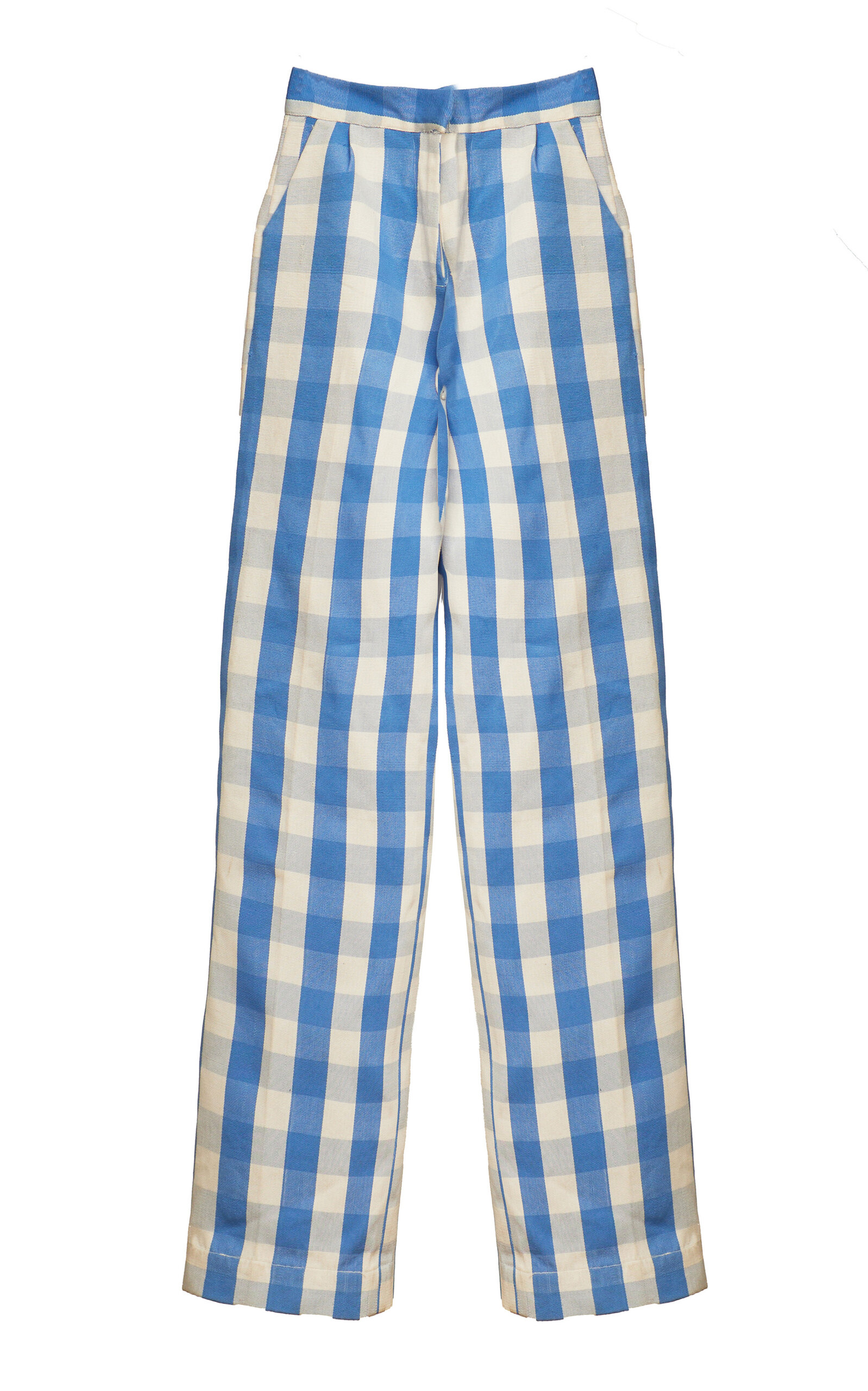 Lake Handwoven Gingham Cotton Wide-Leg Pants