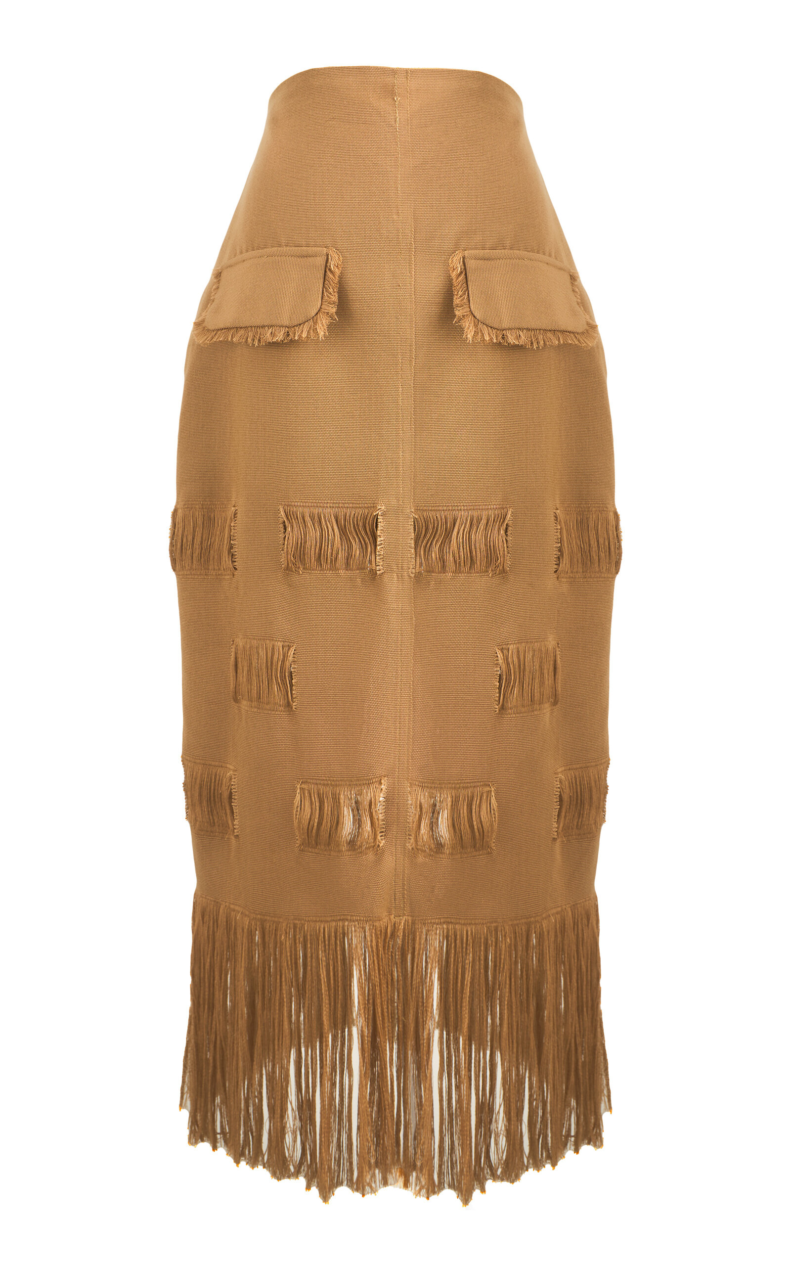 Yomavu Fringed Cotton-Blend Midi Skirt