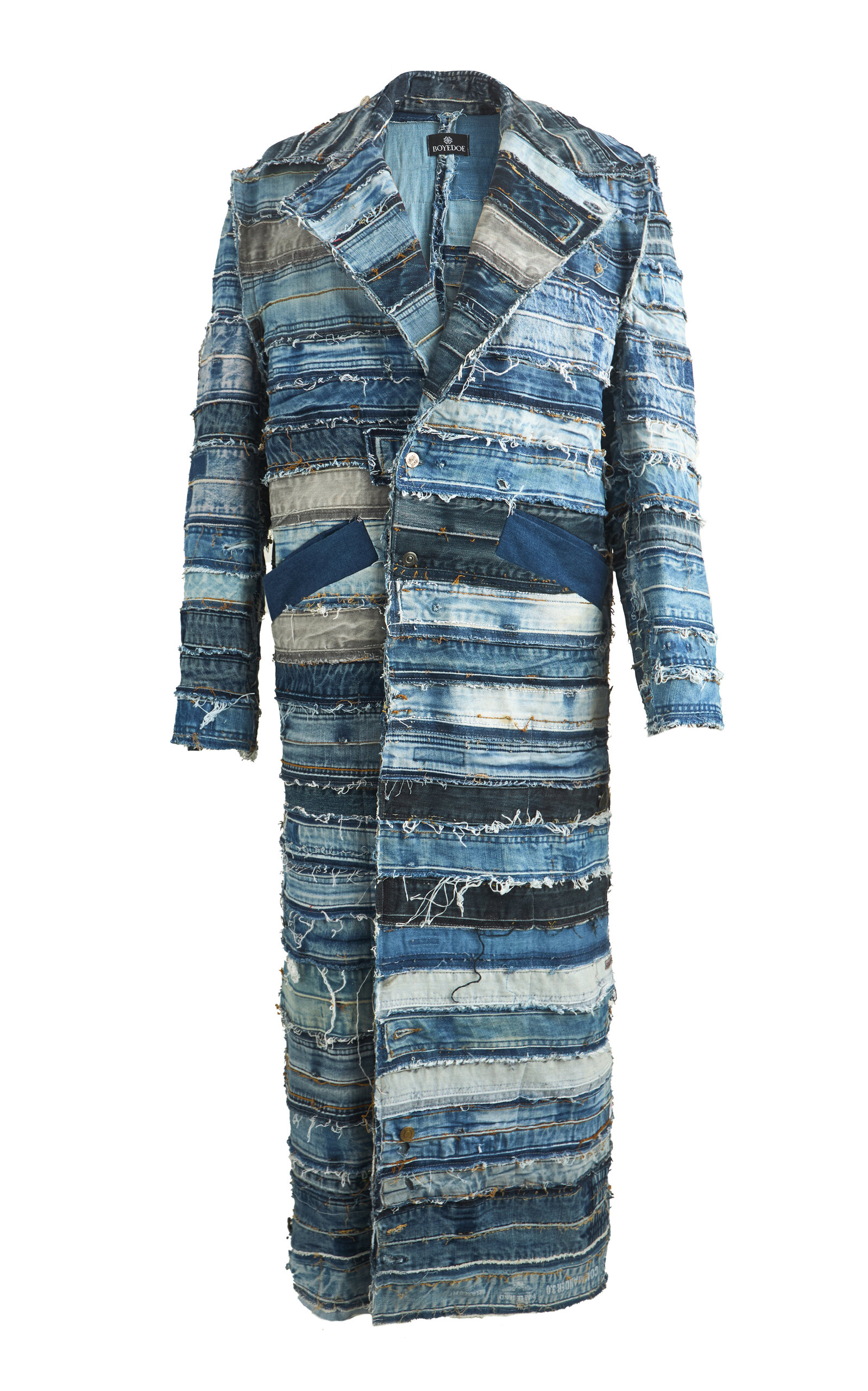 Odeneho Patchwork Denim Trench Coat