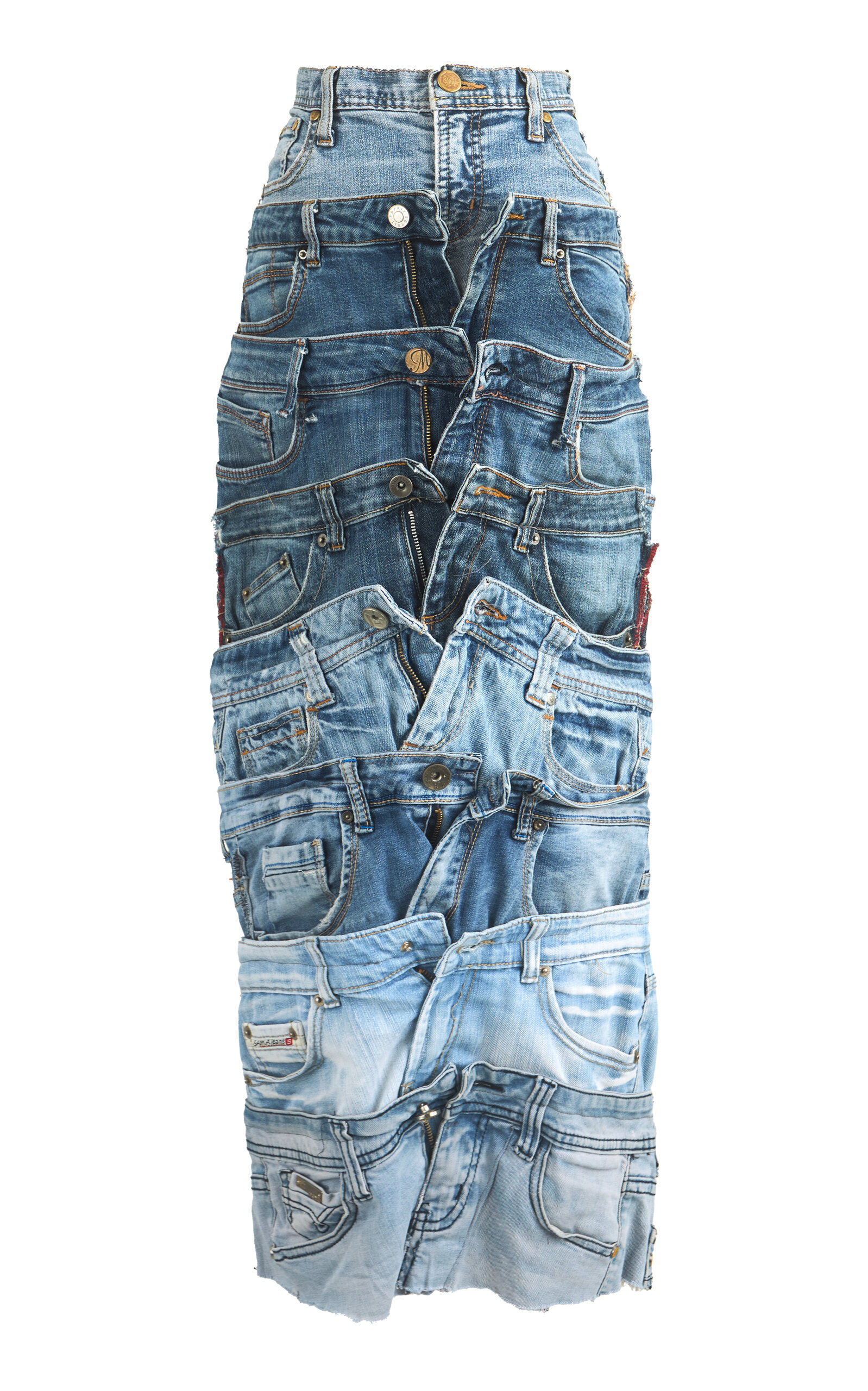 Odeneho Ii Patchwork Denim Midi Skirt