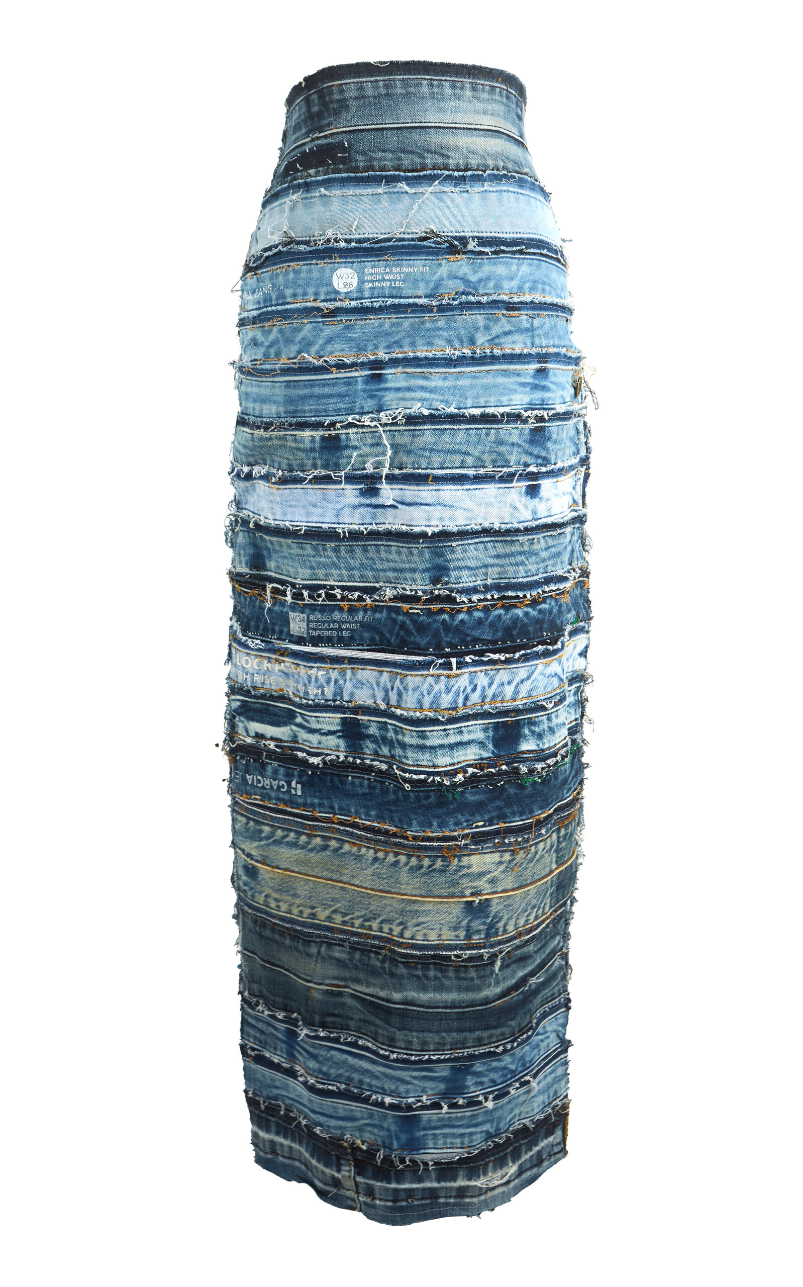 Odeneho Patchwork Denim Midi Skirt