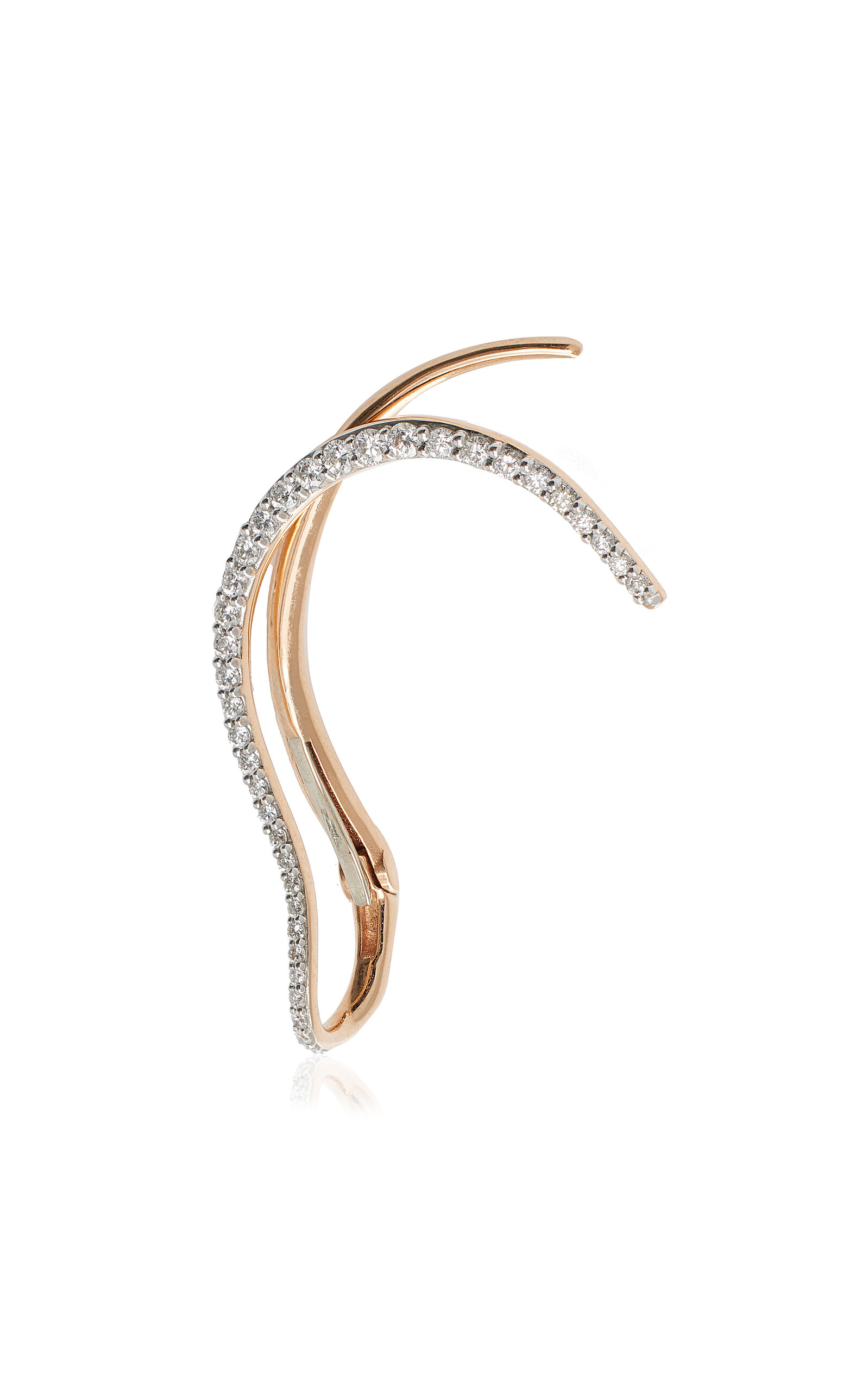 18K Rose Gold and Diamond Queen Wave Single Ear Jewel