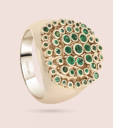 18K Rose Gold and Emerald King Wave Ring