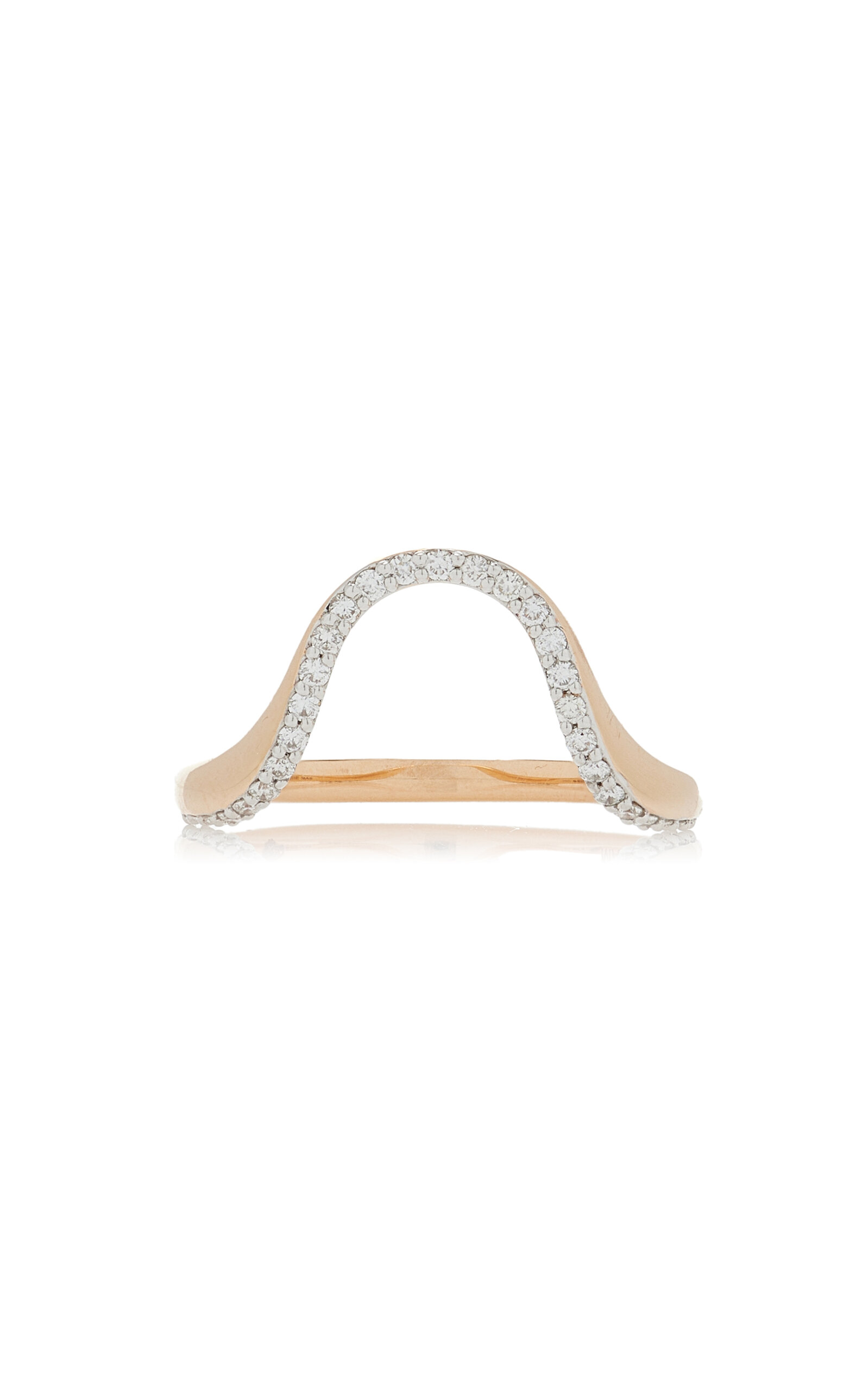 18K Rose Gold and Diamond Aura Half Pavé Ring