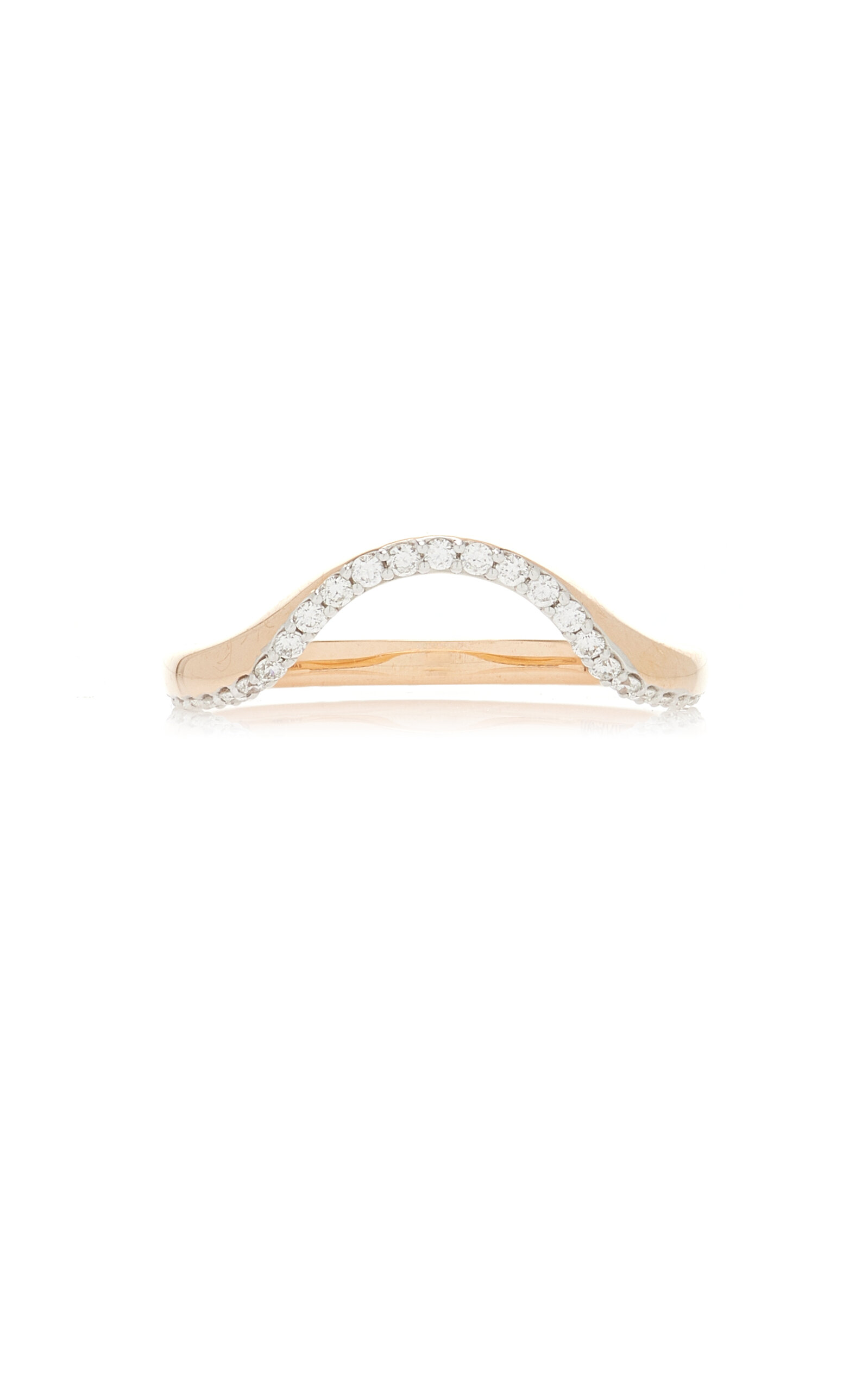 18K Rose Gold and Diamond Halo Half Pavé Ring