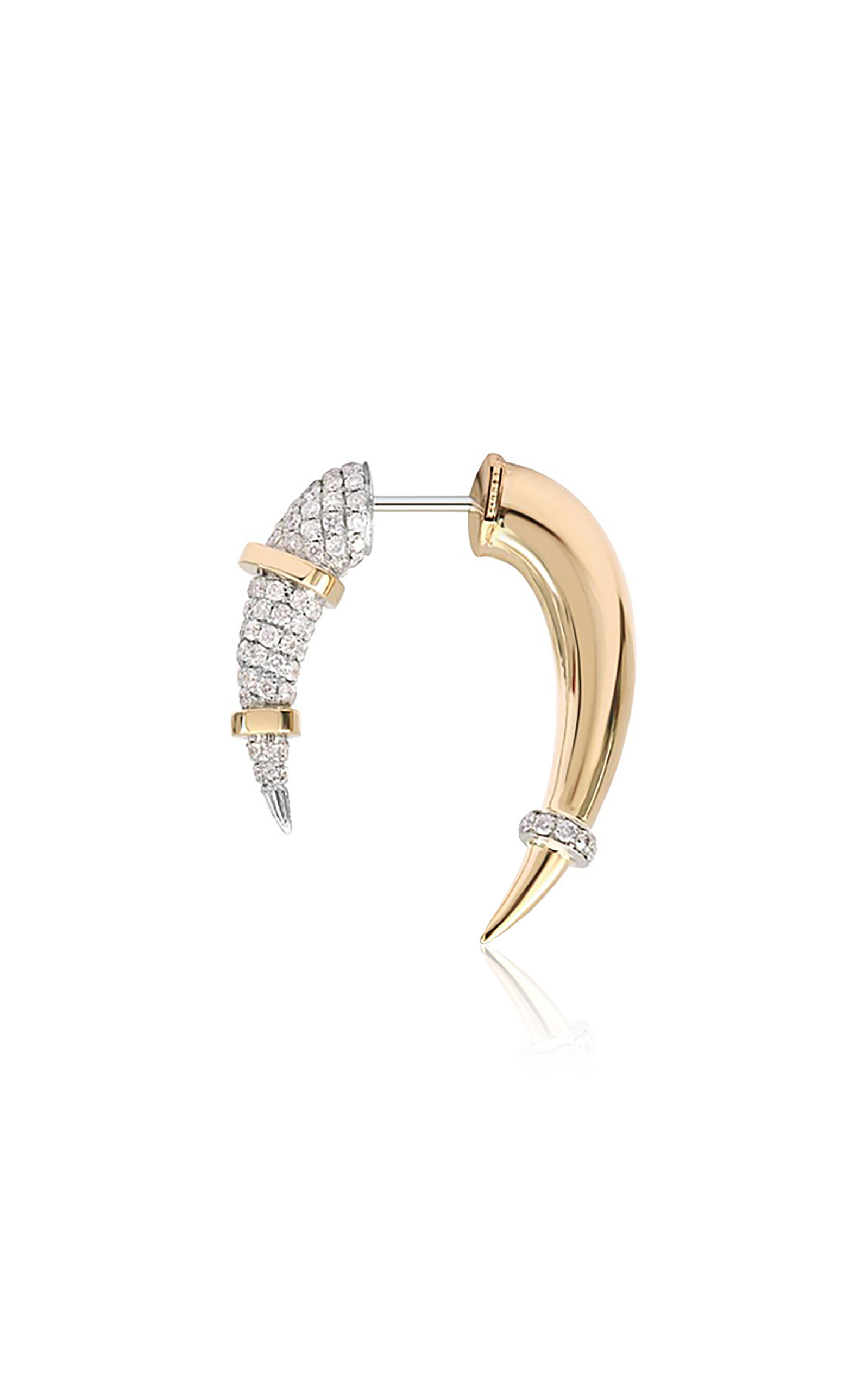 Horn 14K Gold Diamond Single Earring