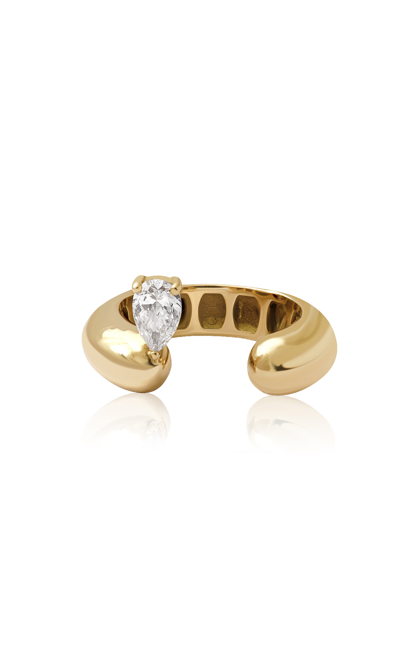 18K Yellow Gold Diamond Tube Ring