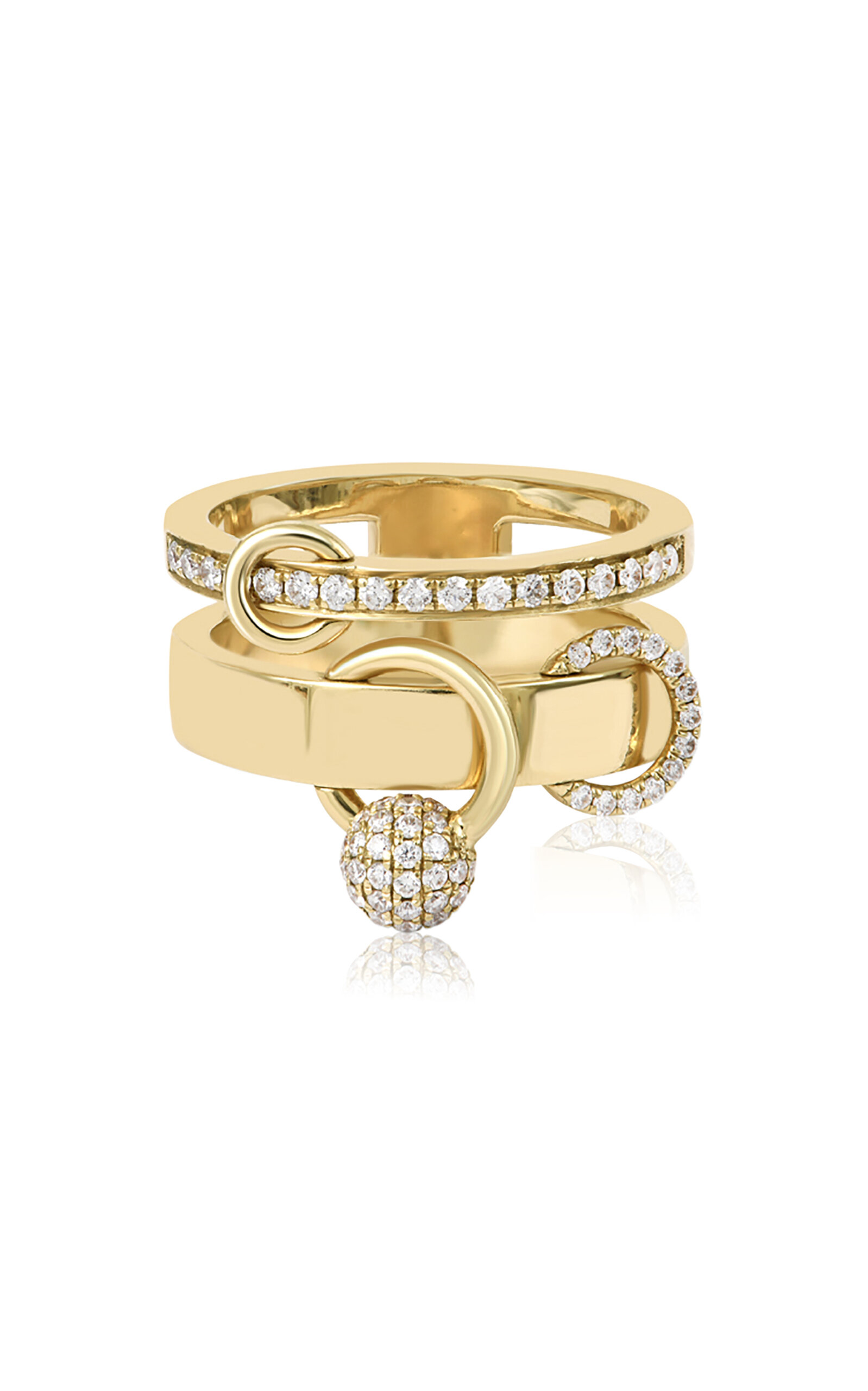 Double Piercing 14K Yellow Gold Diamond Ring