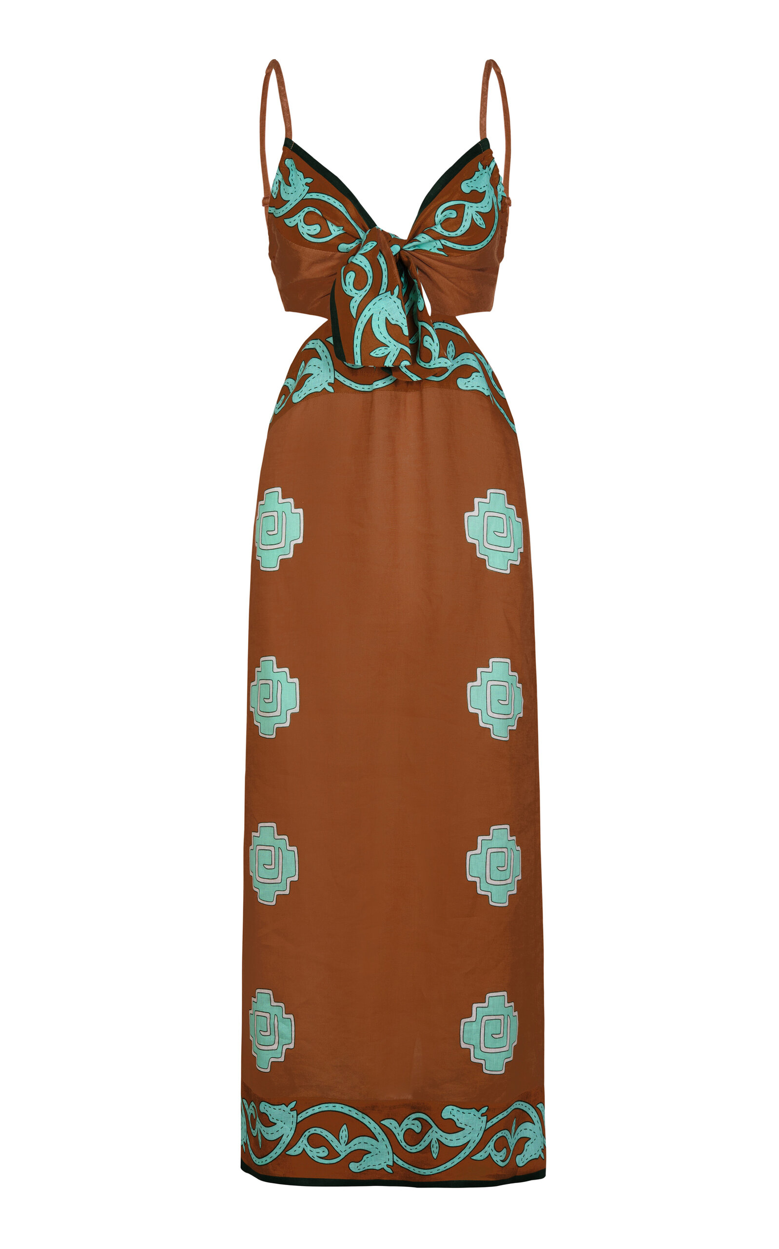 Los Siete Mares Cutout Linen Midi Dress