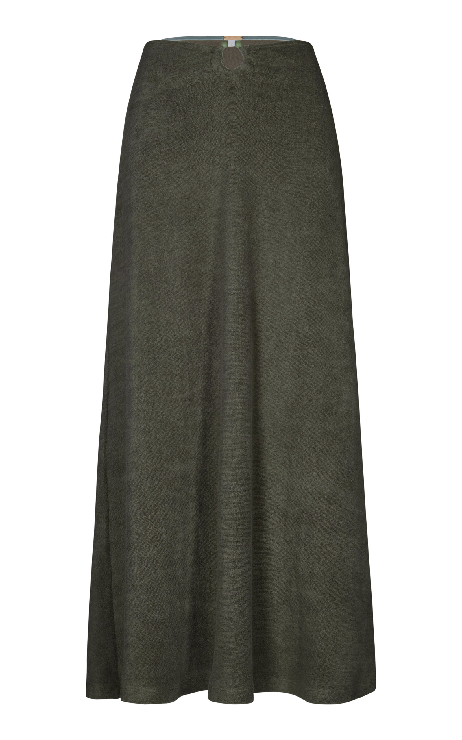 Keel Gathered Ring-Detailed Cotton Terry Midi Skirt