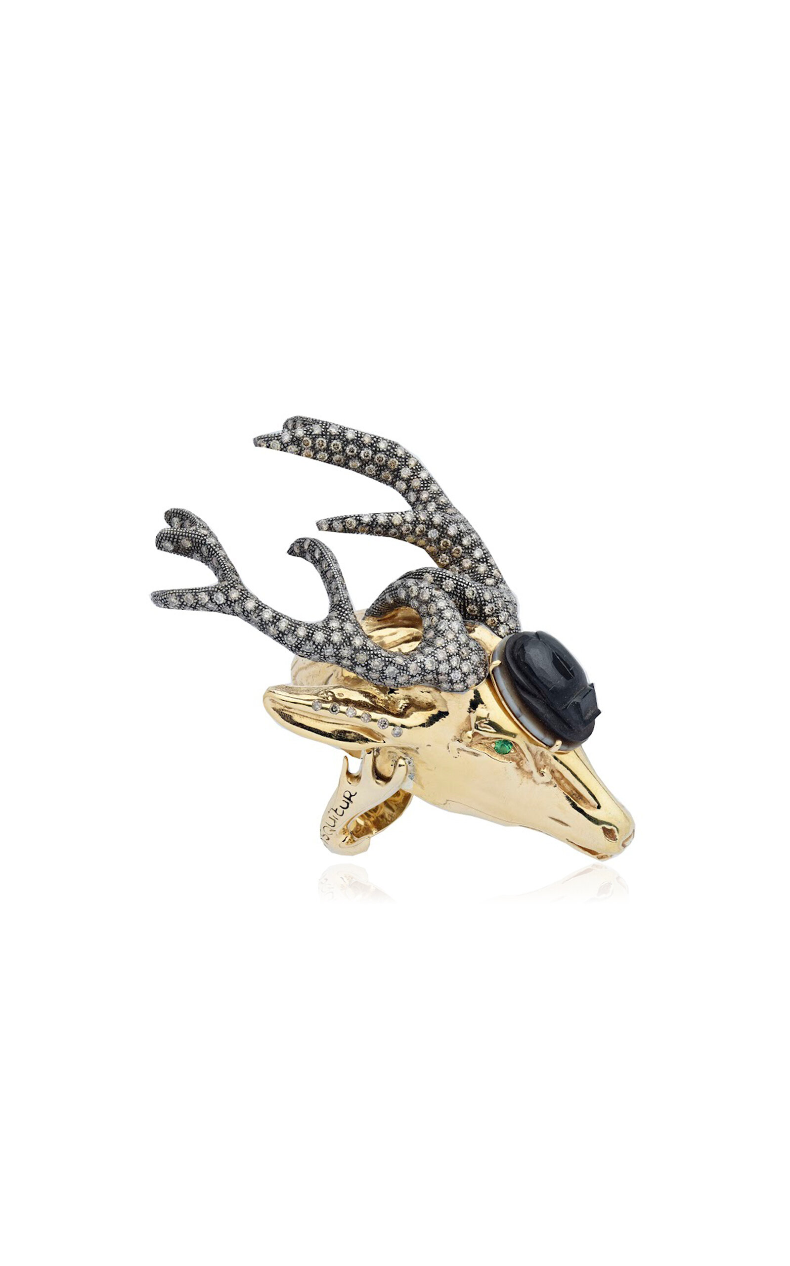 Elle Obtient Tout Ce Qu'Elle Désire 18k Yellow Gold Deer Ring