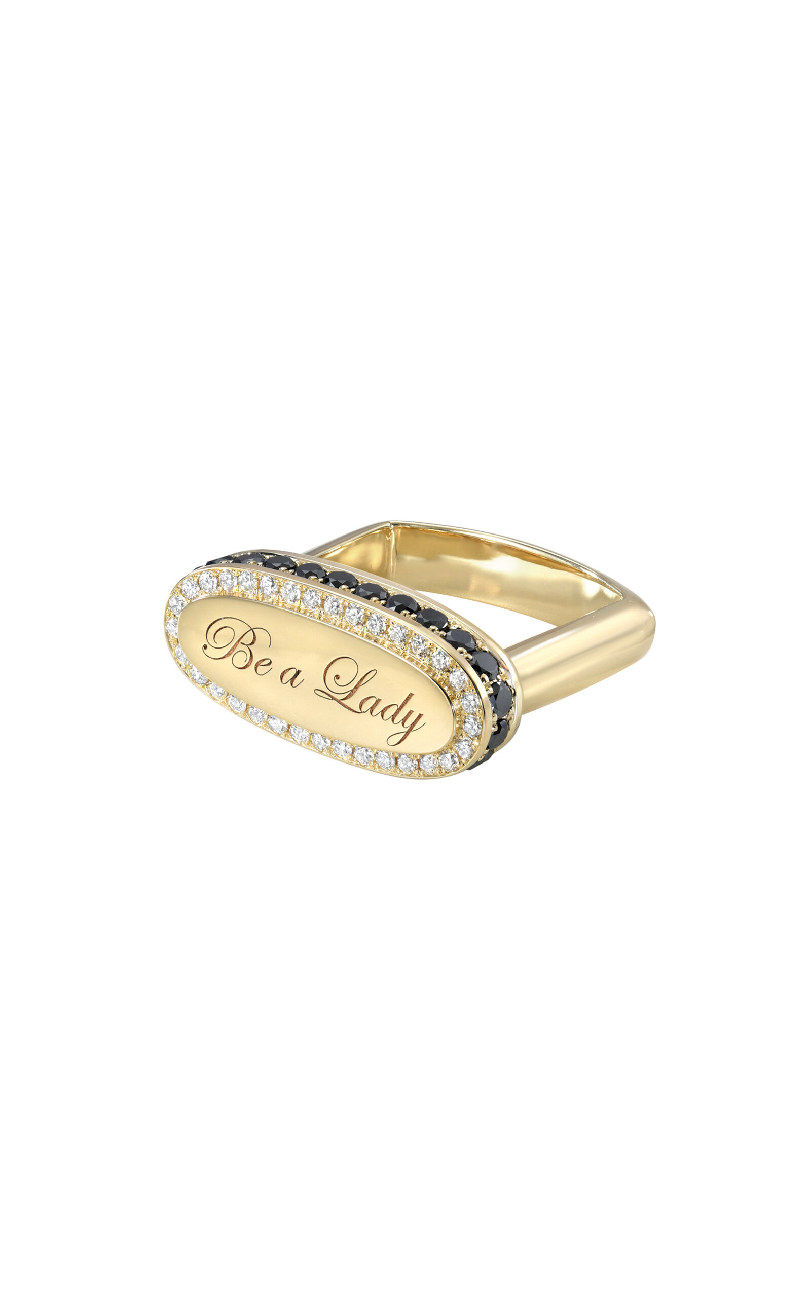 Be a Lady 14K Yellow Gold Diamond Signet Ring