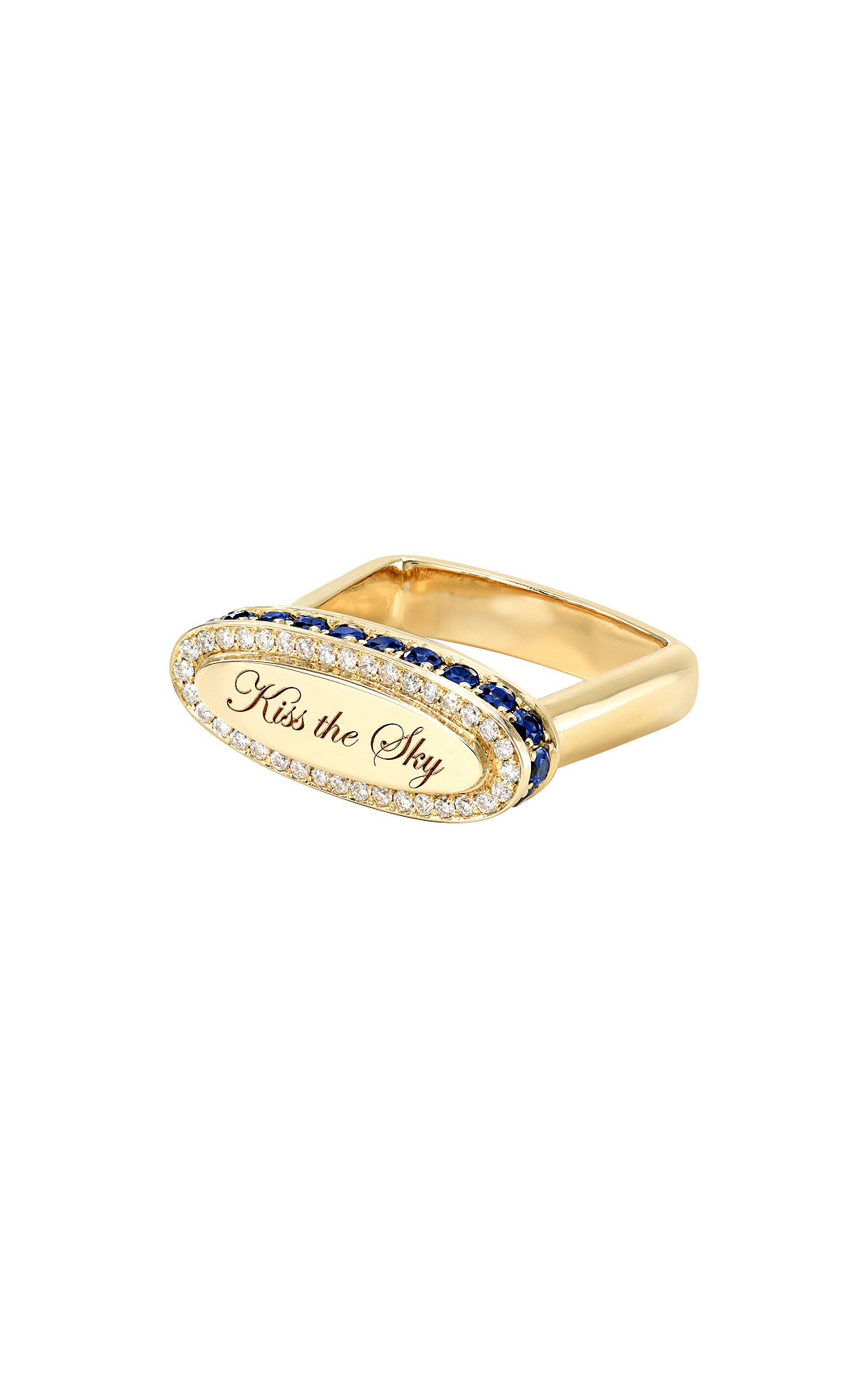 Kiss the Sky 14K Yellow Gold Sapphire; Diamond Signet Ring