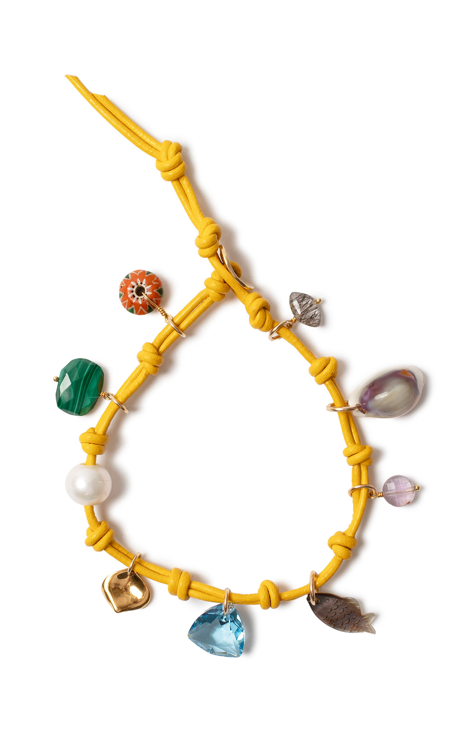 Mariposa Leather Multi-Gem Charm Anklet