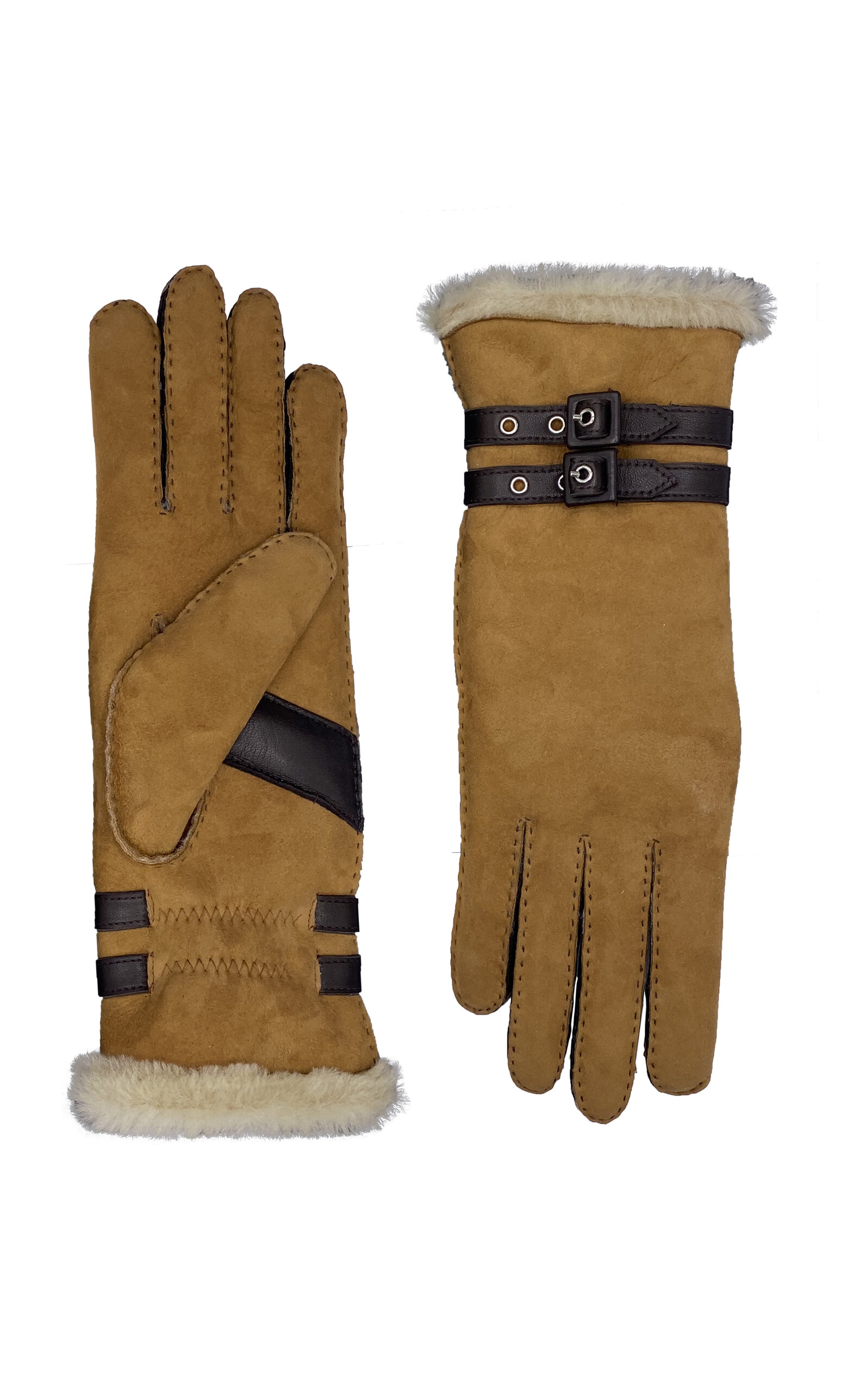 Bombera Leather-Trimmed Shearling Gloves