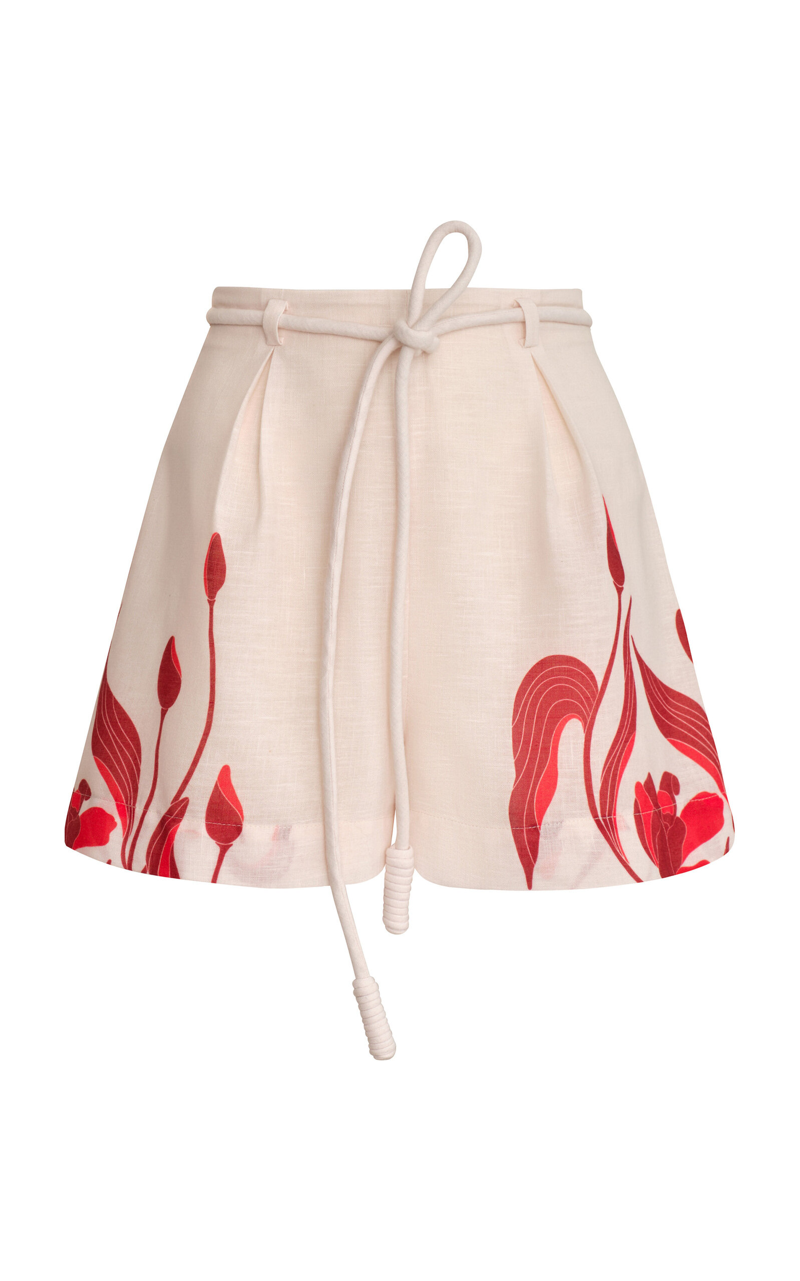 Viento Y Flores Belted Linen Shorts