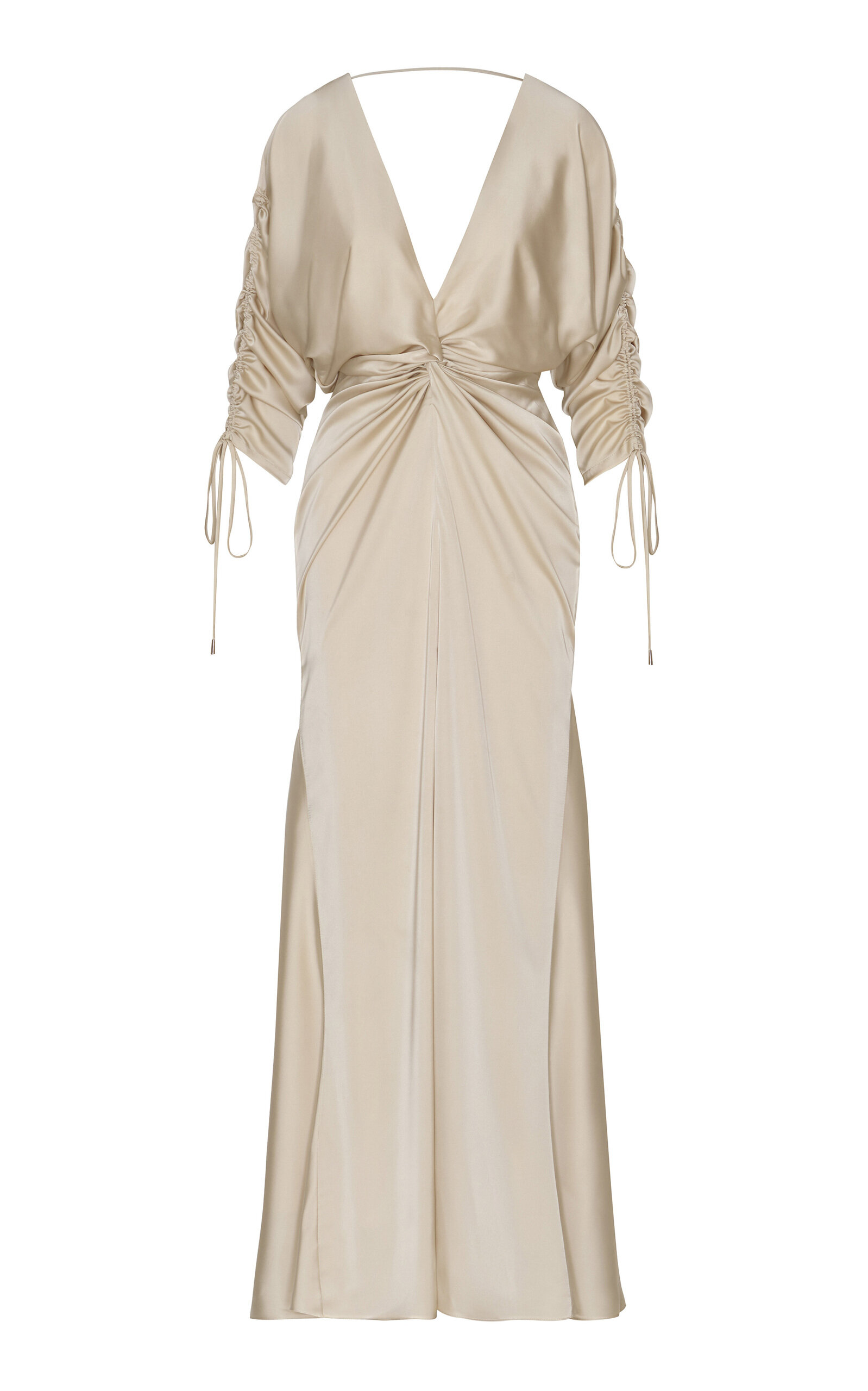 Lirio Dorado Gathered Satin Maxi Dress