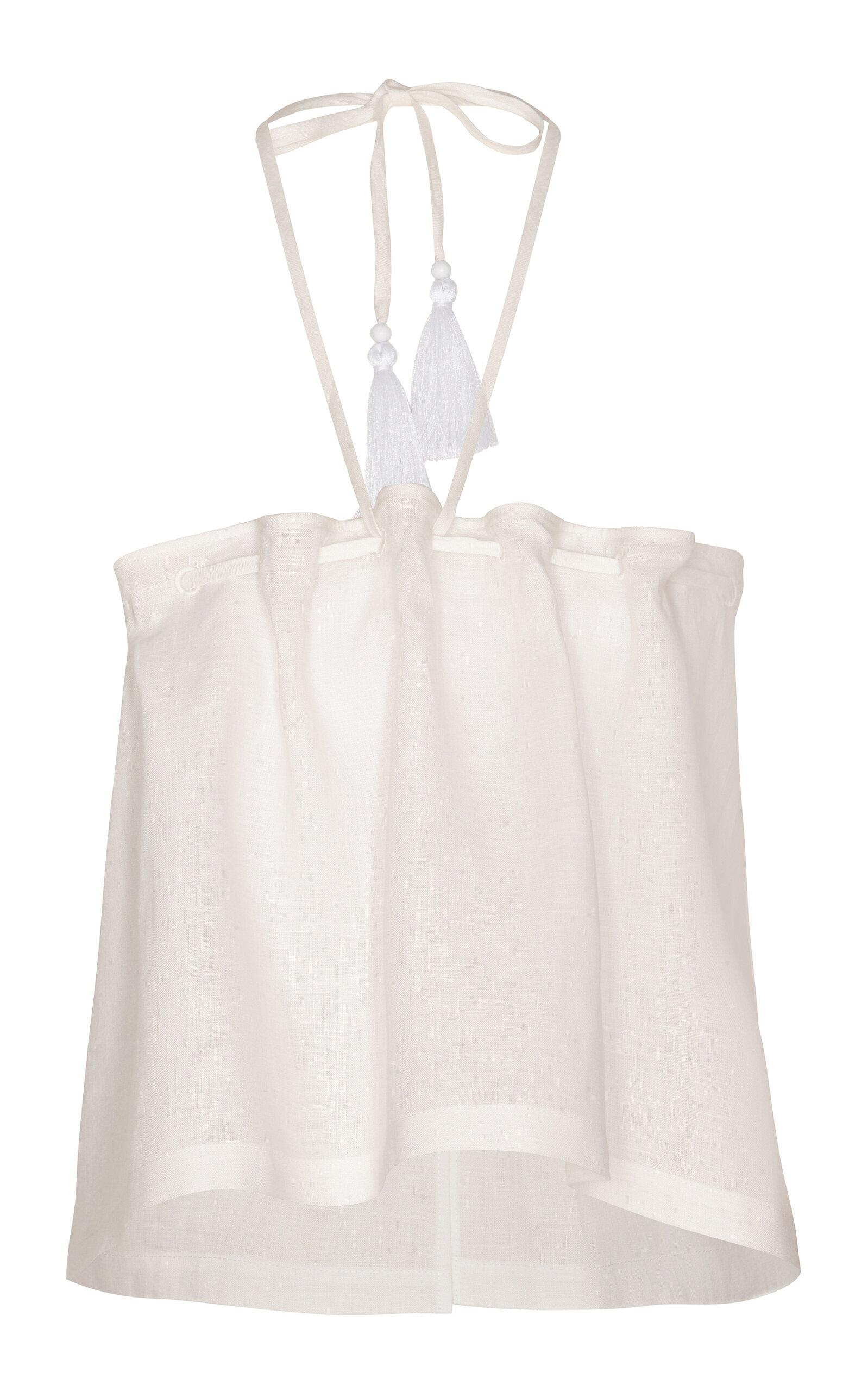 ANDRES OTALORA CARICIA ETERNA PLEATED LINEN HALTER TOP 