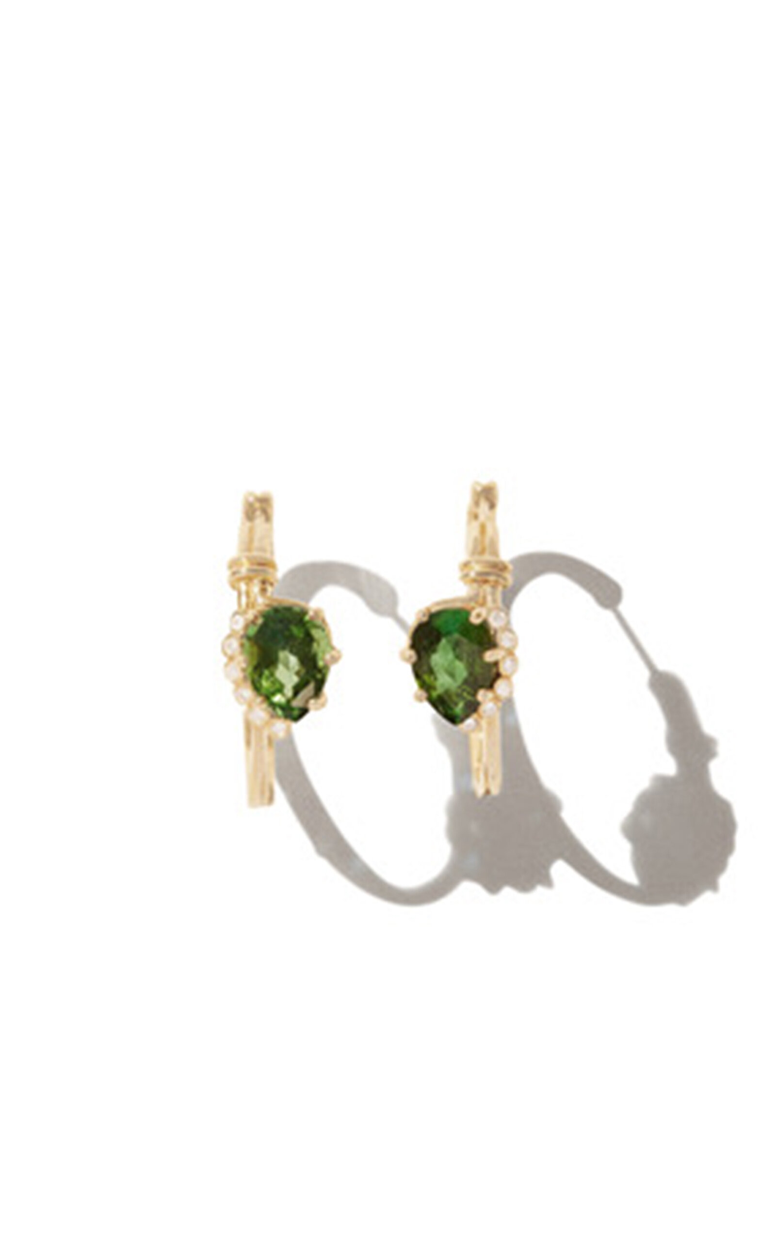 18Kt Yellow Gold Sun Earring Green Tourmaline