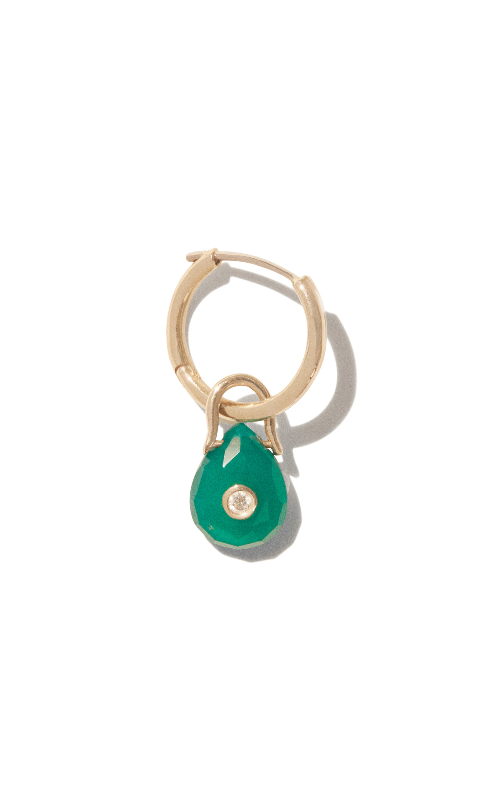 9Kt Yellow Gold Orso Single Hoop Earring Green Onyx