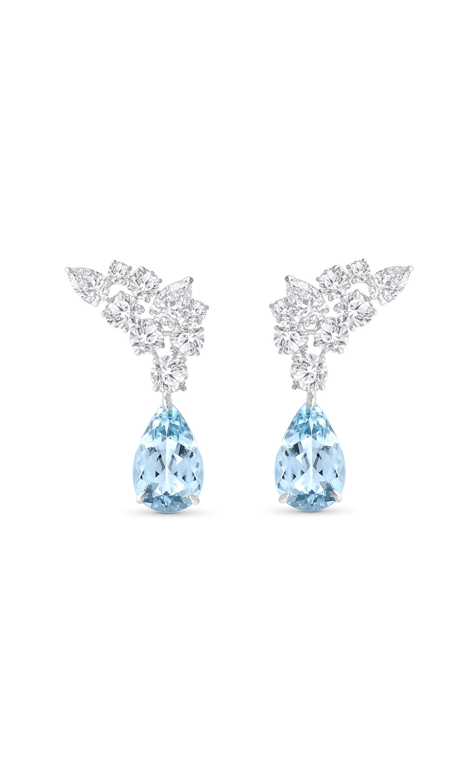 Raindrop Pacific Angels 18K White Gold Aquamarine Earrings