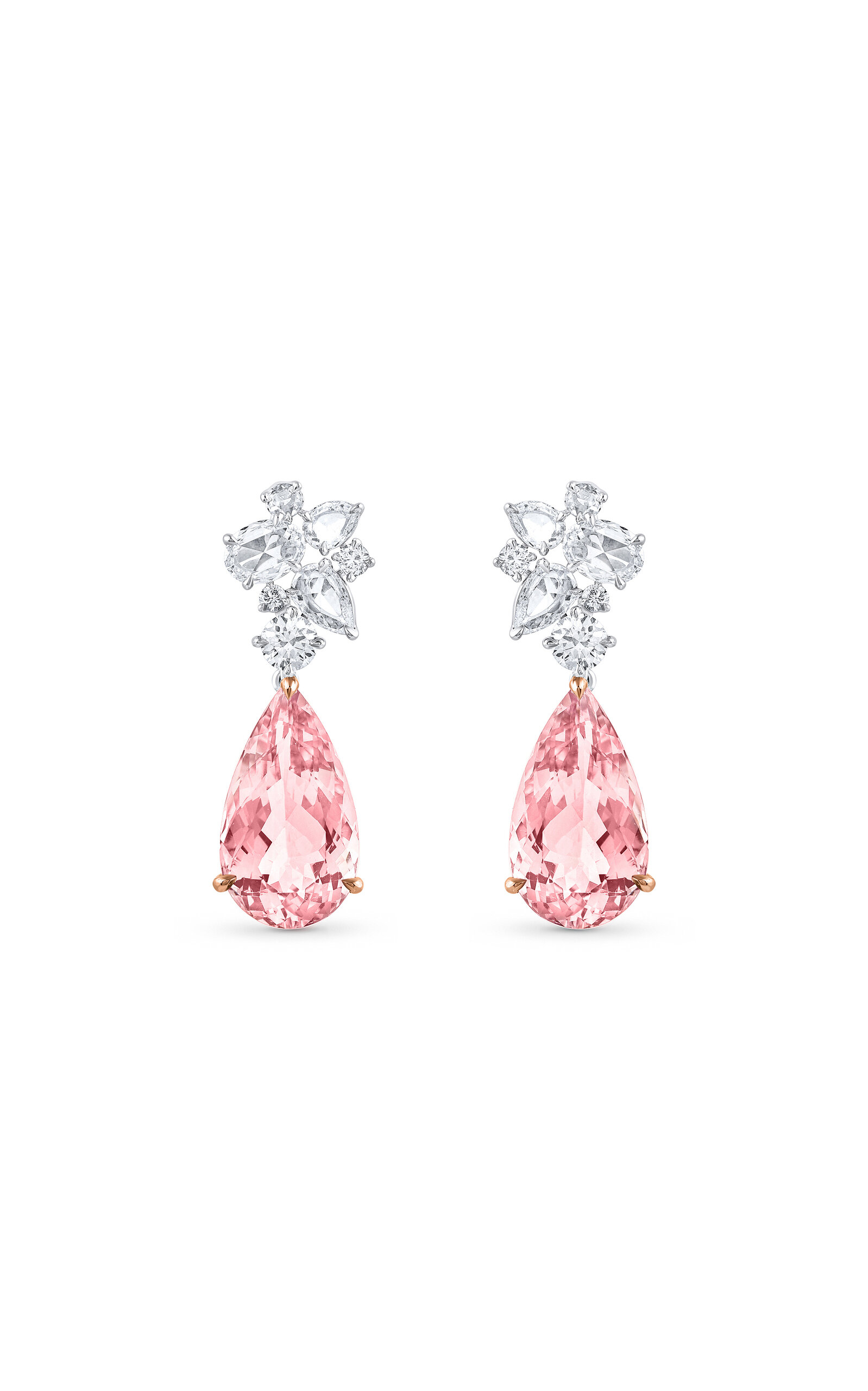 Cascade Cherry Drop 18K Rose Gold Morganite Earrings