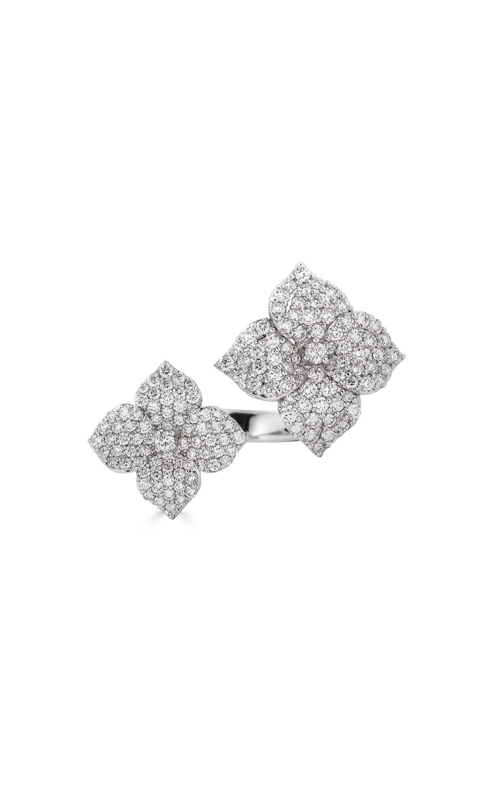 18k White Gold and Diamond Fiore Double Flower Ring