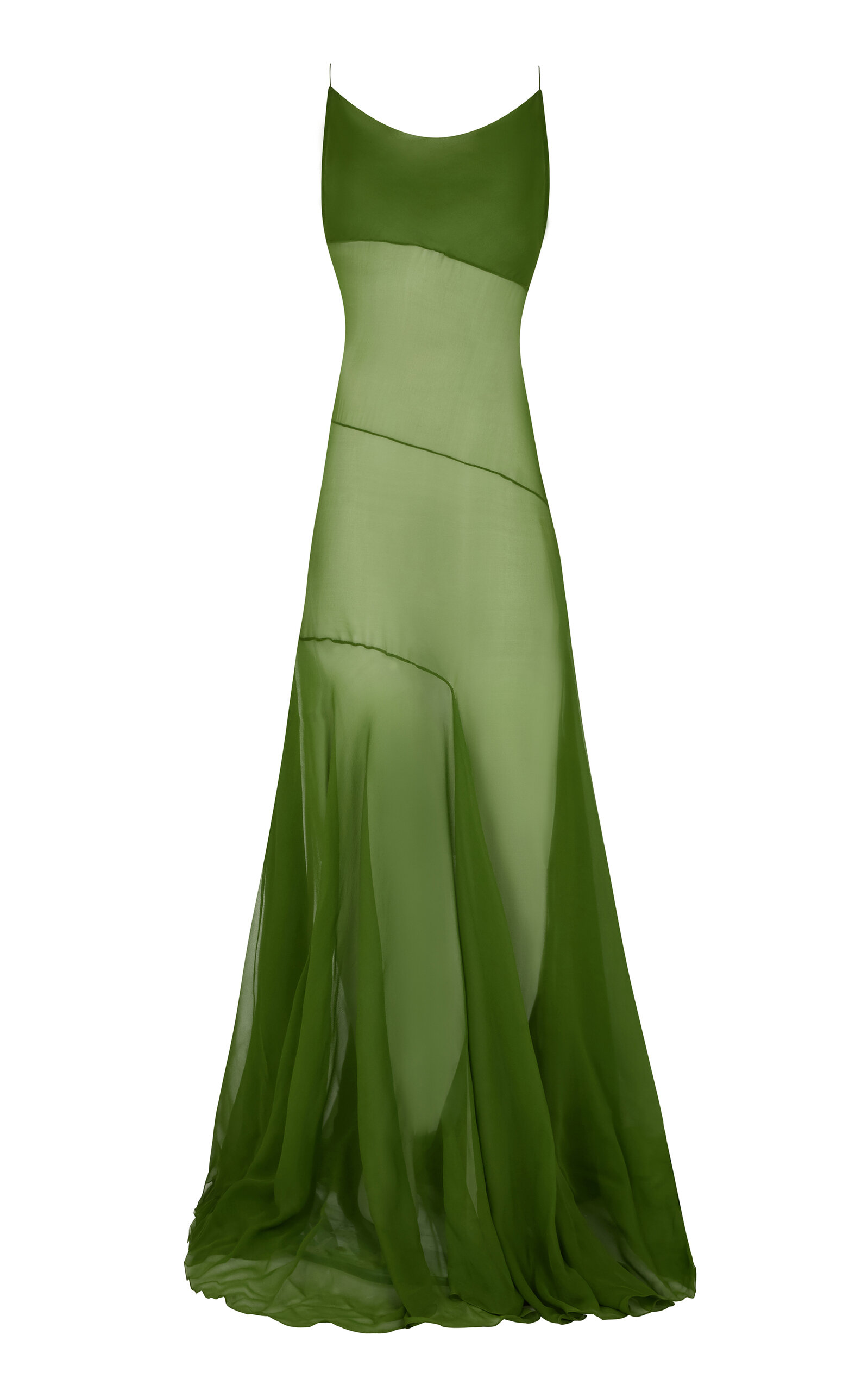 DE LA VALI ATTICA GODET-PLEATED SILK CHIFFON GOWN 