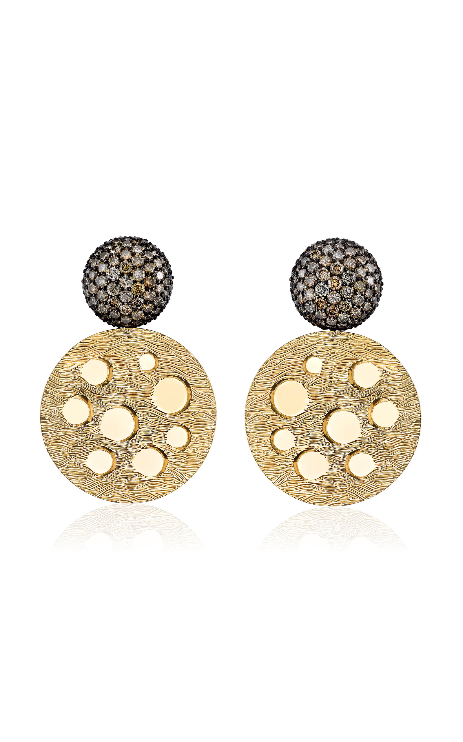 Tau Disco 18K Yellow Gold And Sterling Silver Diamond Earrings