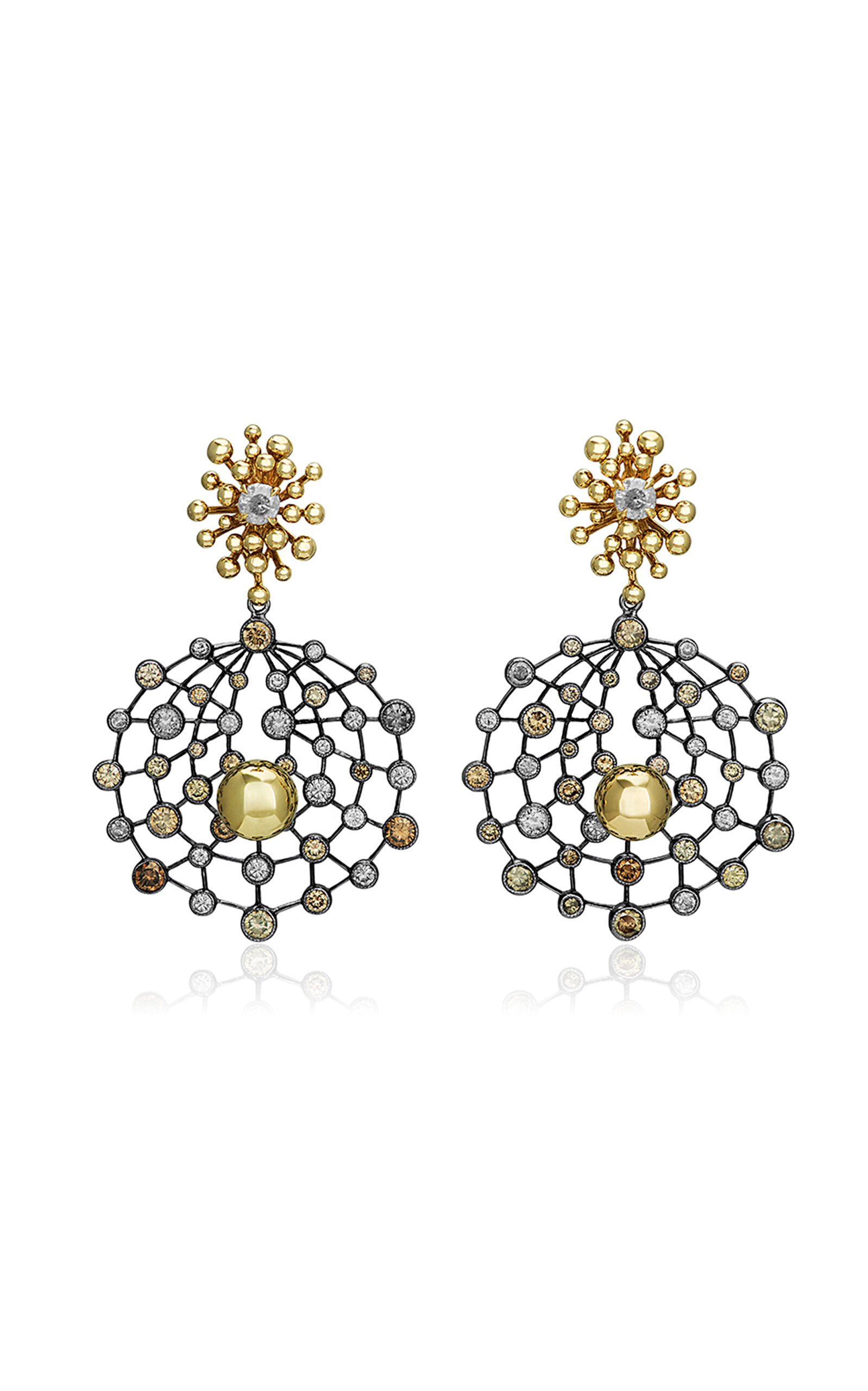 Nocturn 18K Yellow Gold And Sterling Silver Diamond Earrings