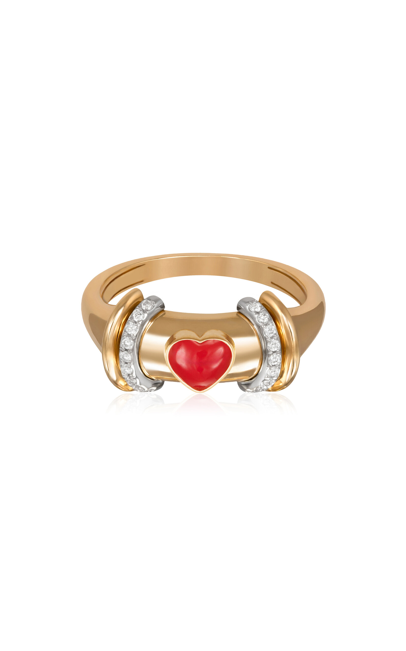 Warrior Venus 18K Gold Diamond; Coral Stone Ring