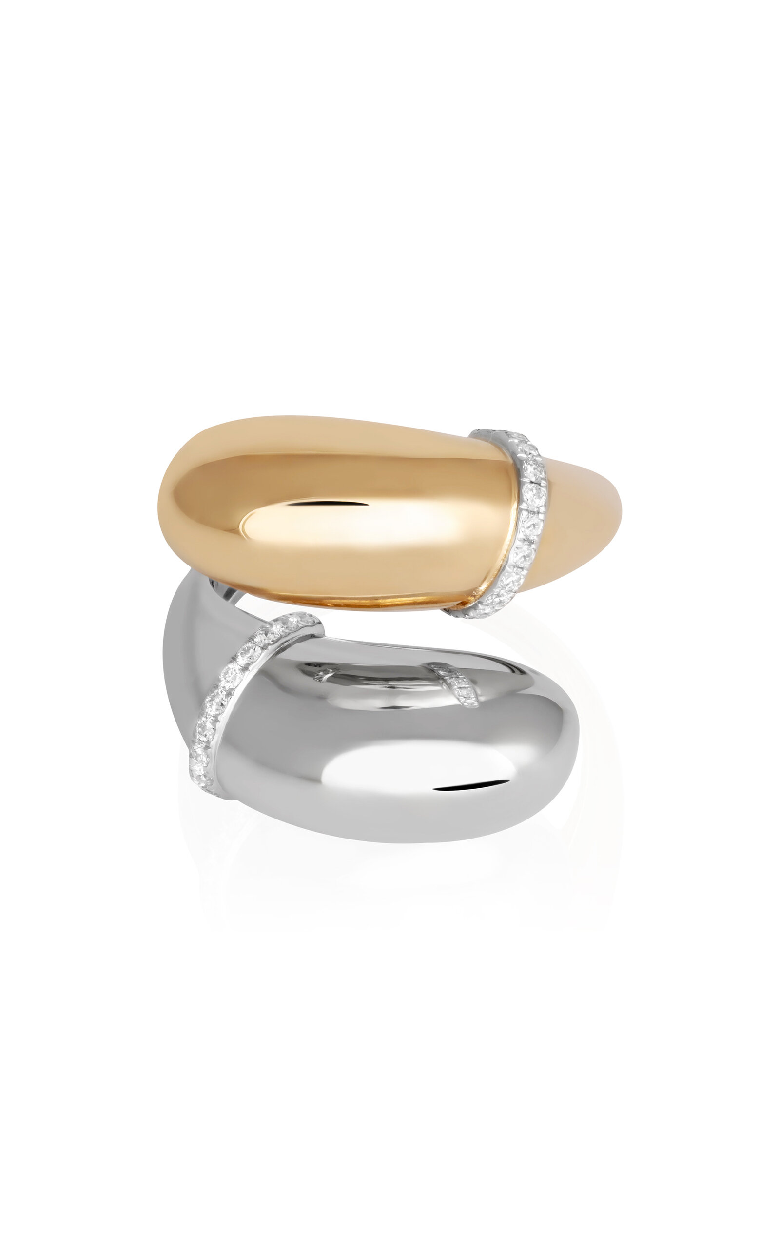 Double Buoy Small 18K Gold Diamond Ring