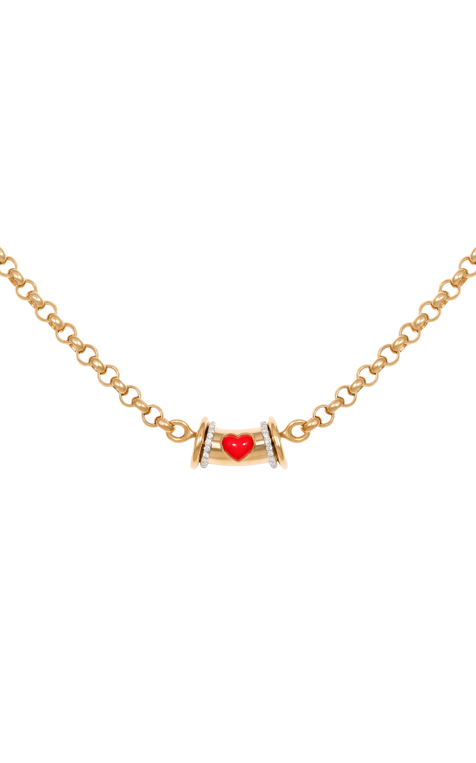 Warrior Venus Small 18K Gold Diamond; Coral Stone Necklace