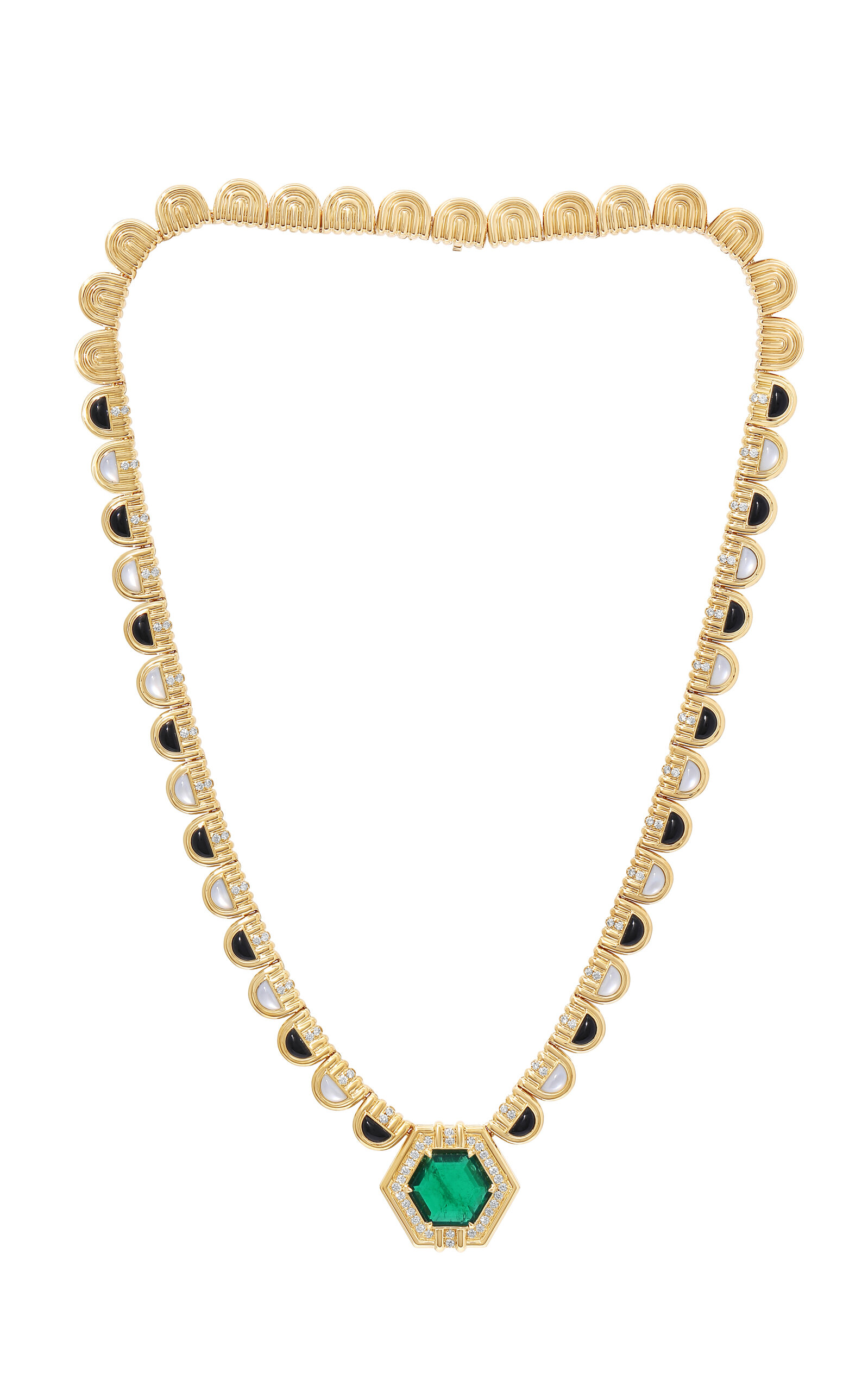 18K Yellow Gold Marmara Emerald Bandit Necklace