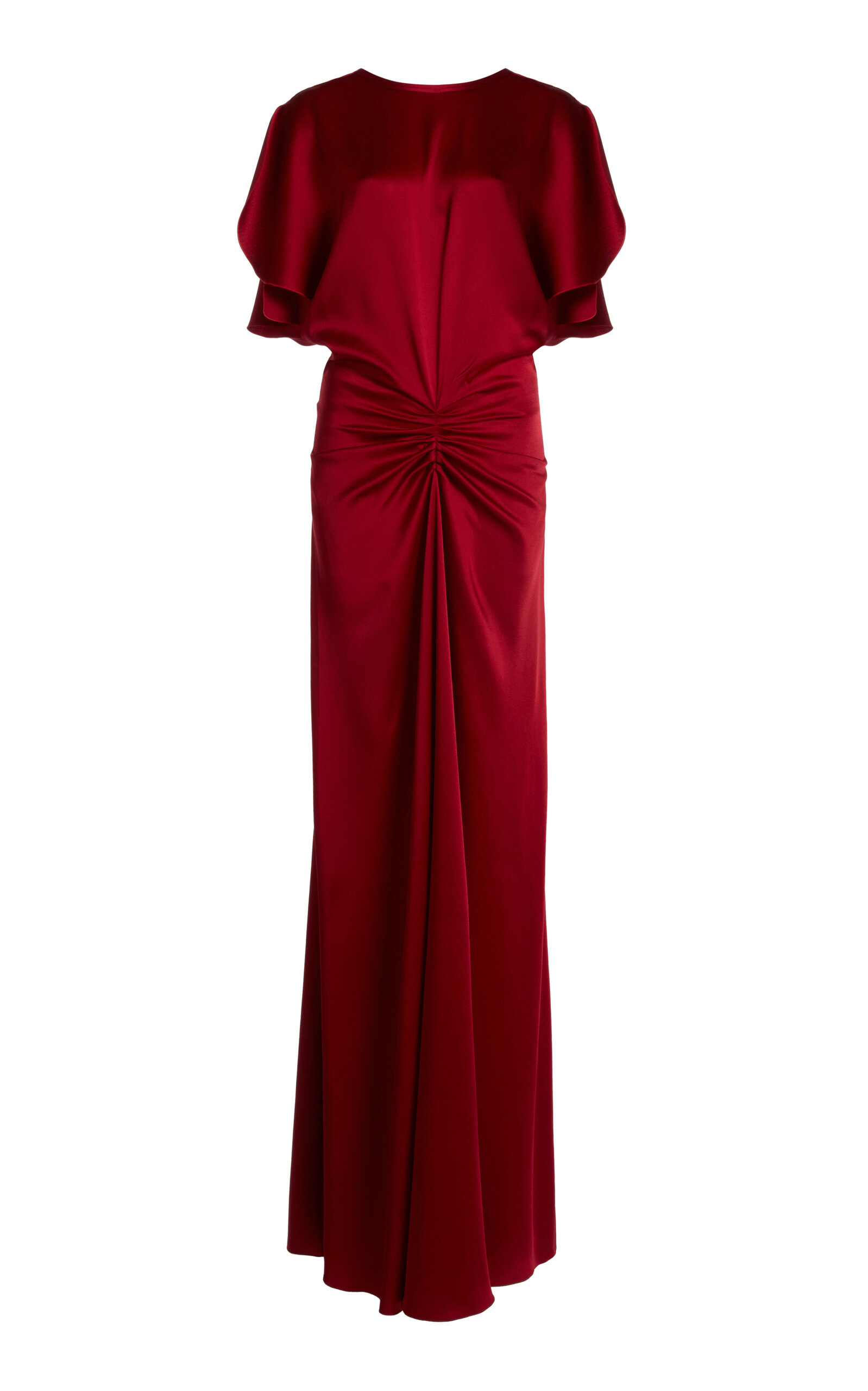 VICTORIA BECKHAM GATHERED SATIN MAXI DRESS 