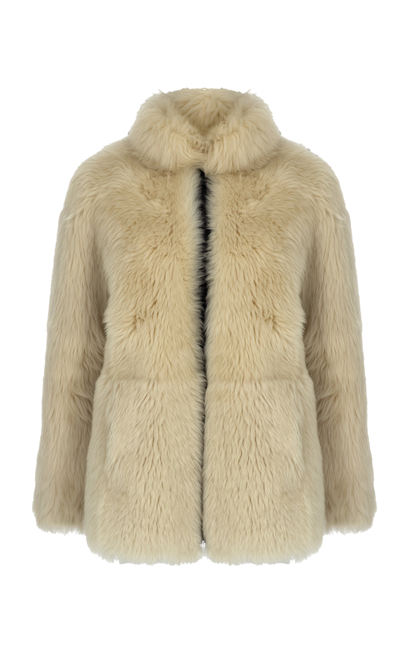 Zeynep Arçay Leather-Paneled Shearling Jacket