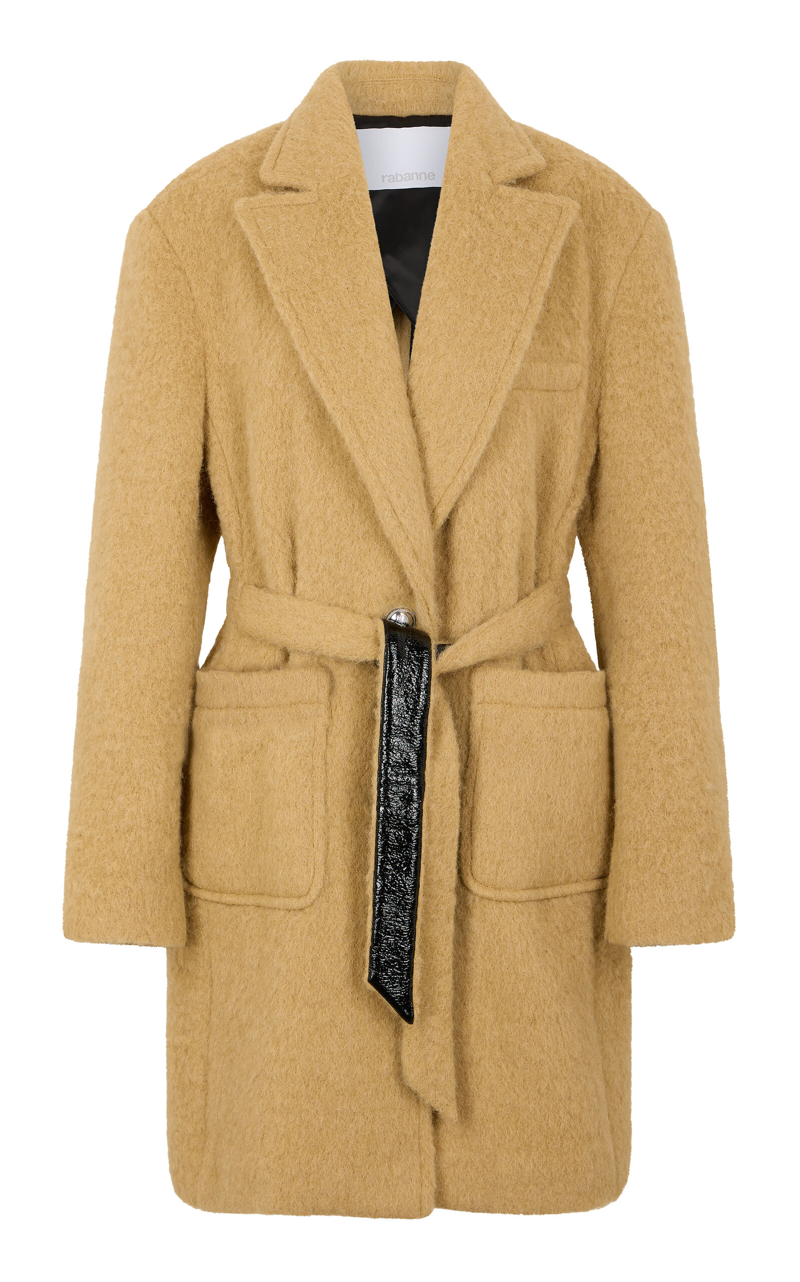 Rabanne Brushed Bouclé Coat In Brown