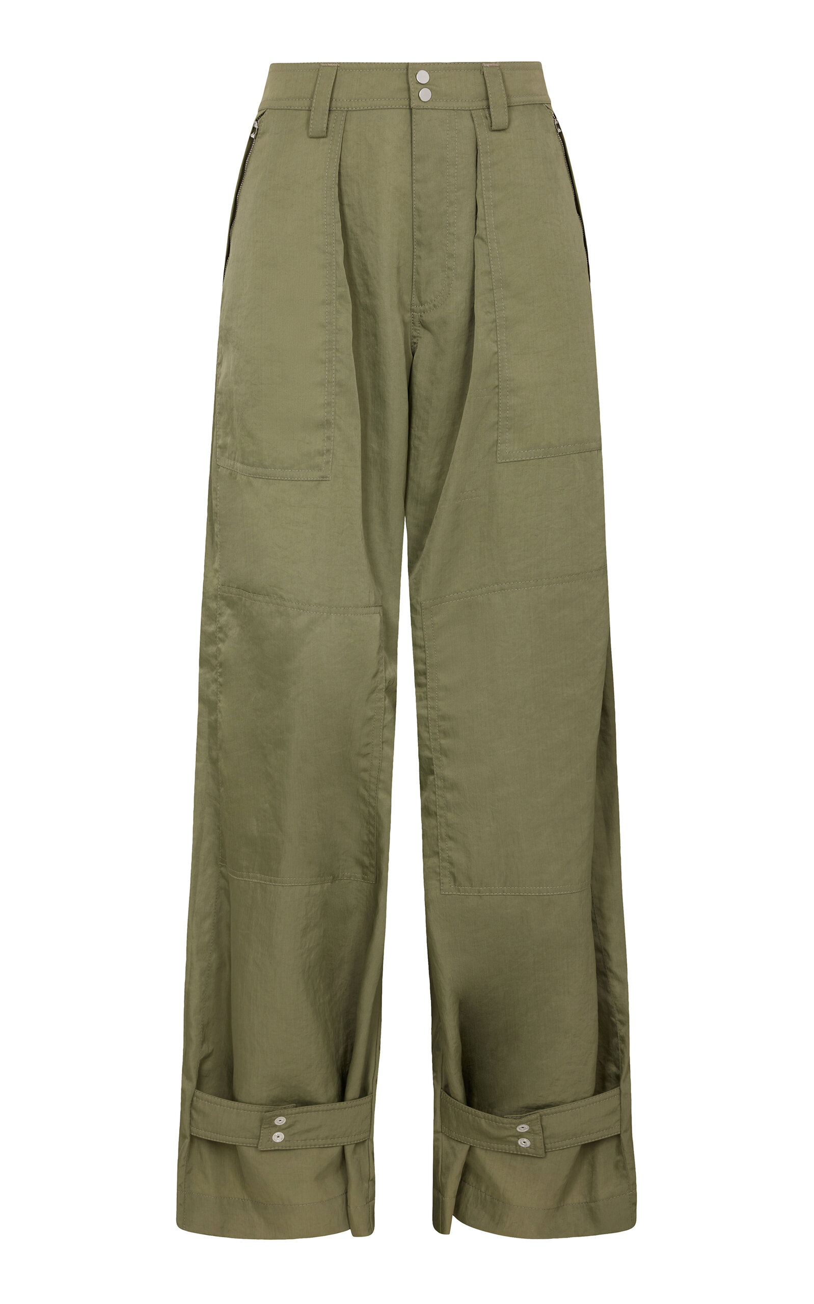 Rabanne Nylon Wide-leg Pants In Green