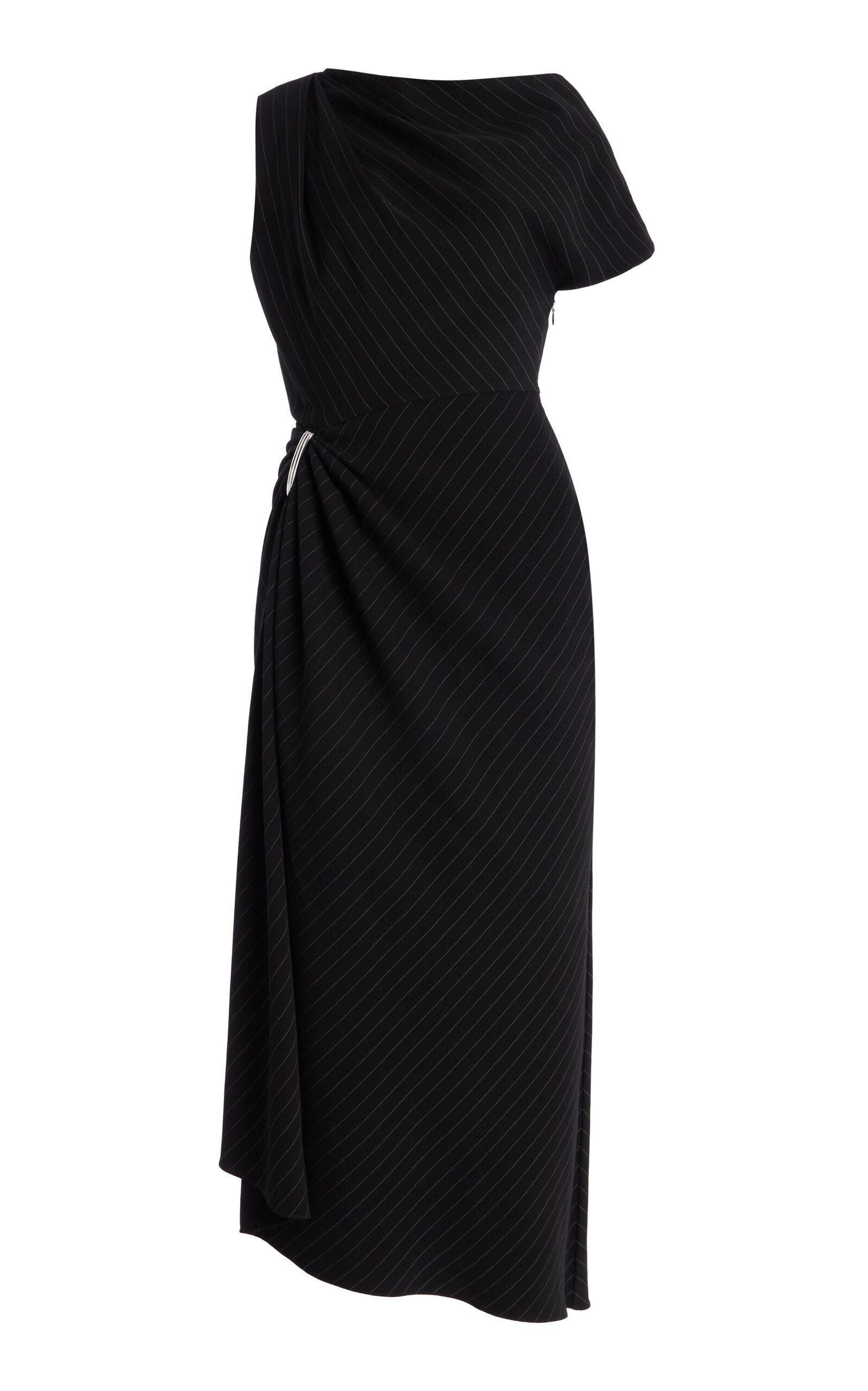 The Lowery Asymmetric Wool Tailoring Midi Dress