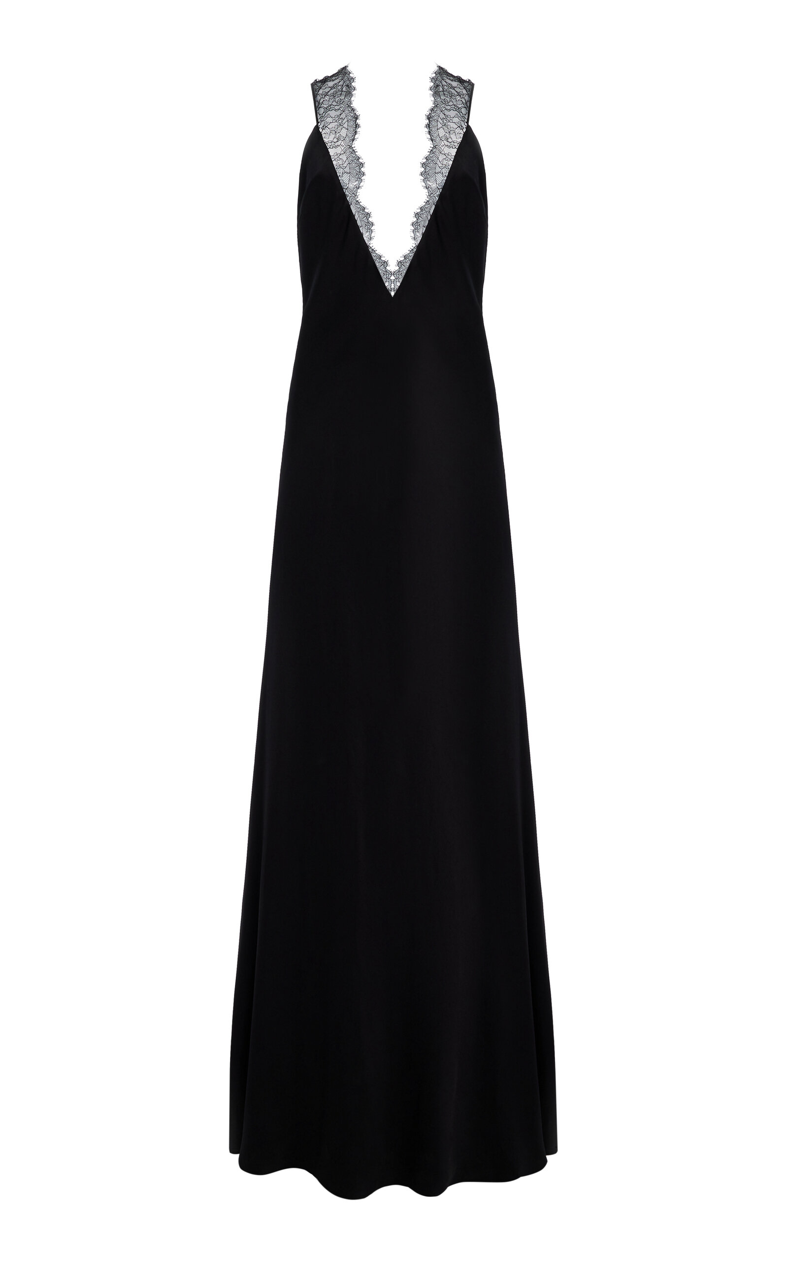 The Malone Lace-Trimmed Fluid Twill Gown