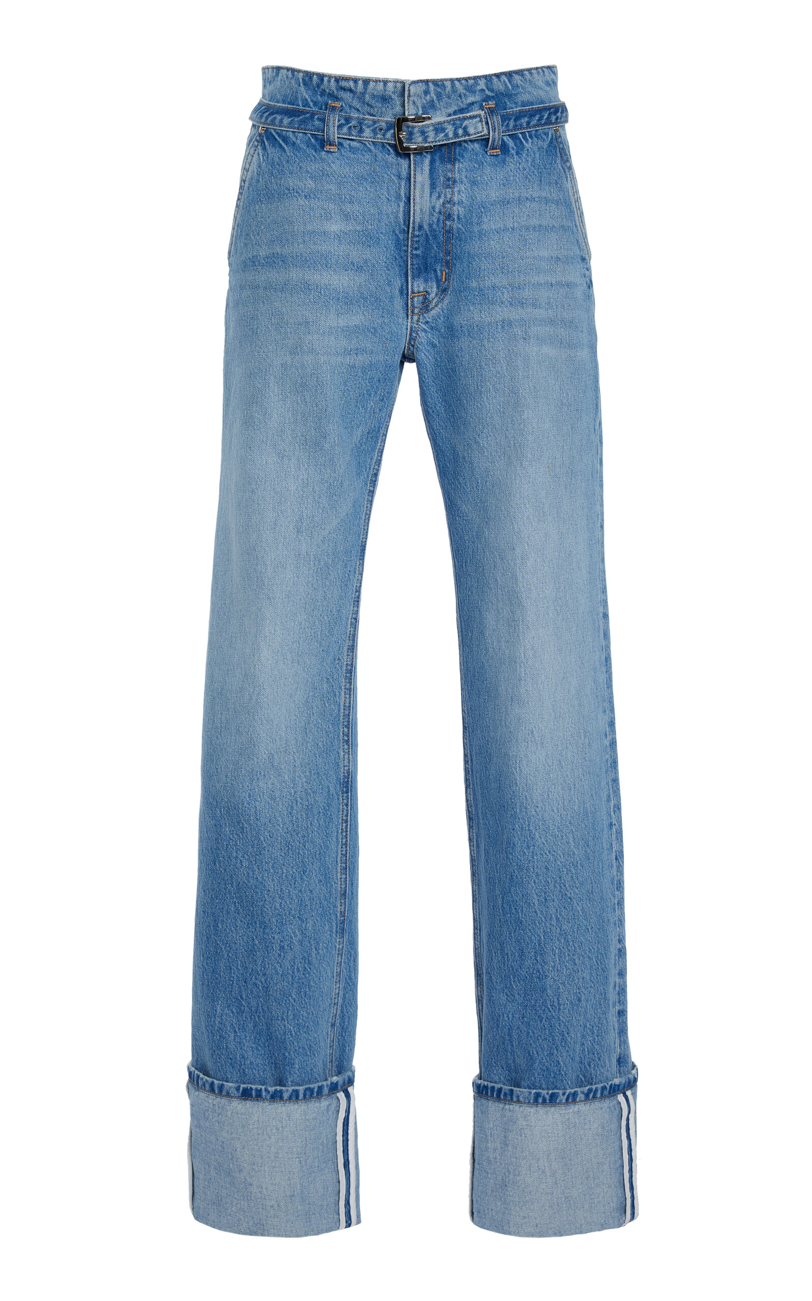 The Alexa Cuffed Rigid Low-Rise Straight-Leg Jeans