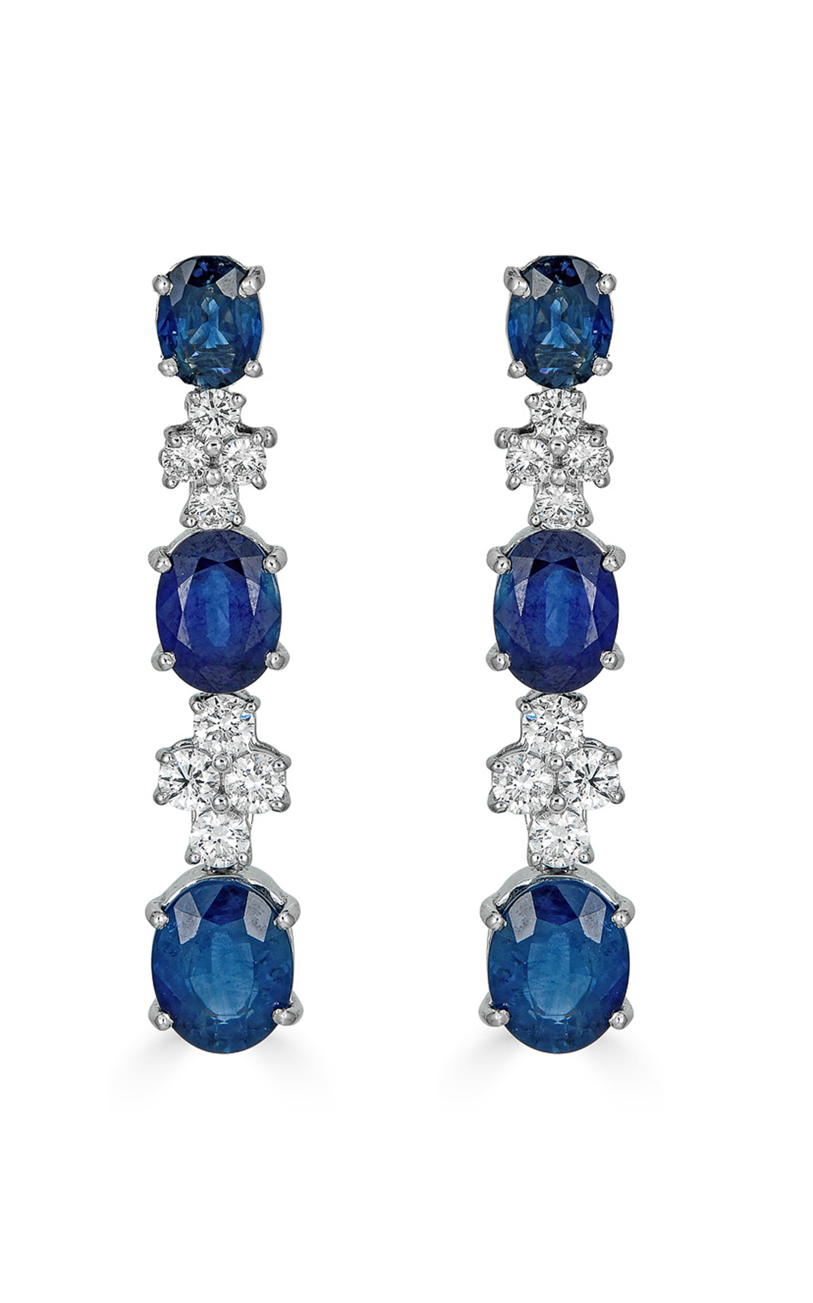 18K White Gold Blue Sapphire Drop Earrings