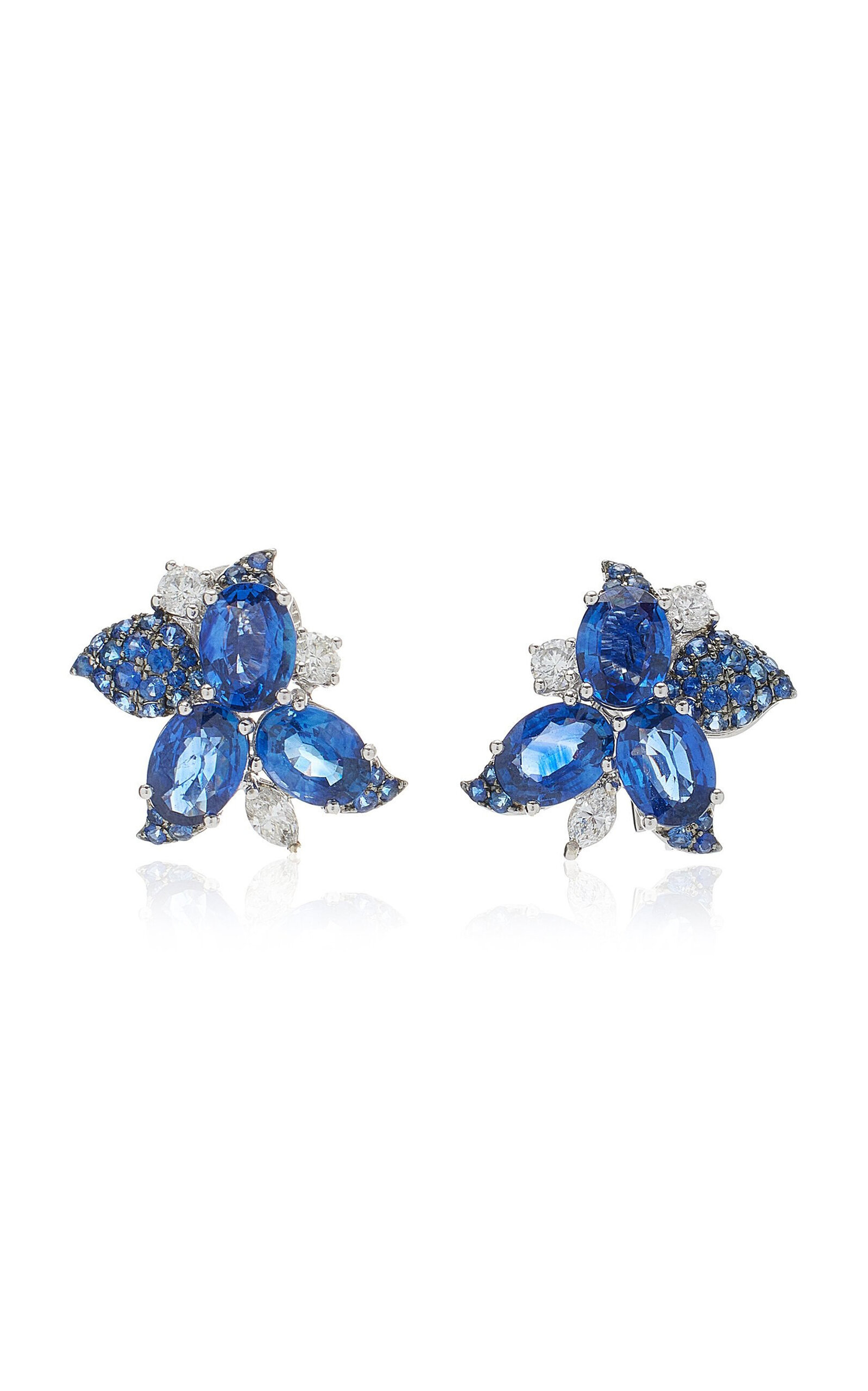 18K White Gold Blue Sapphire Earrings