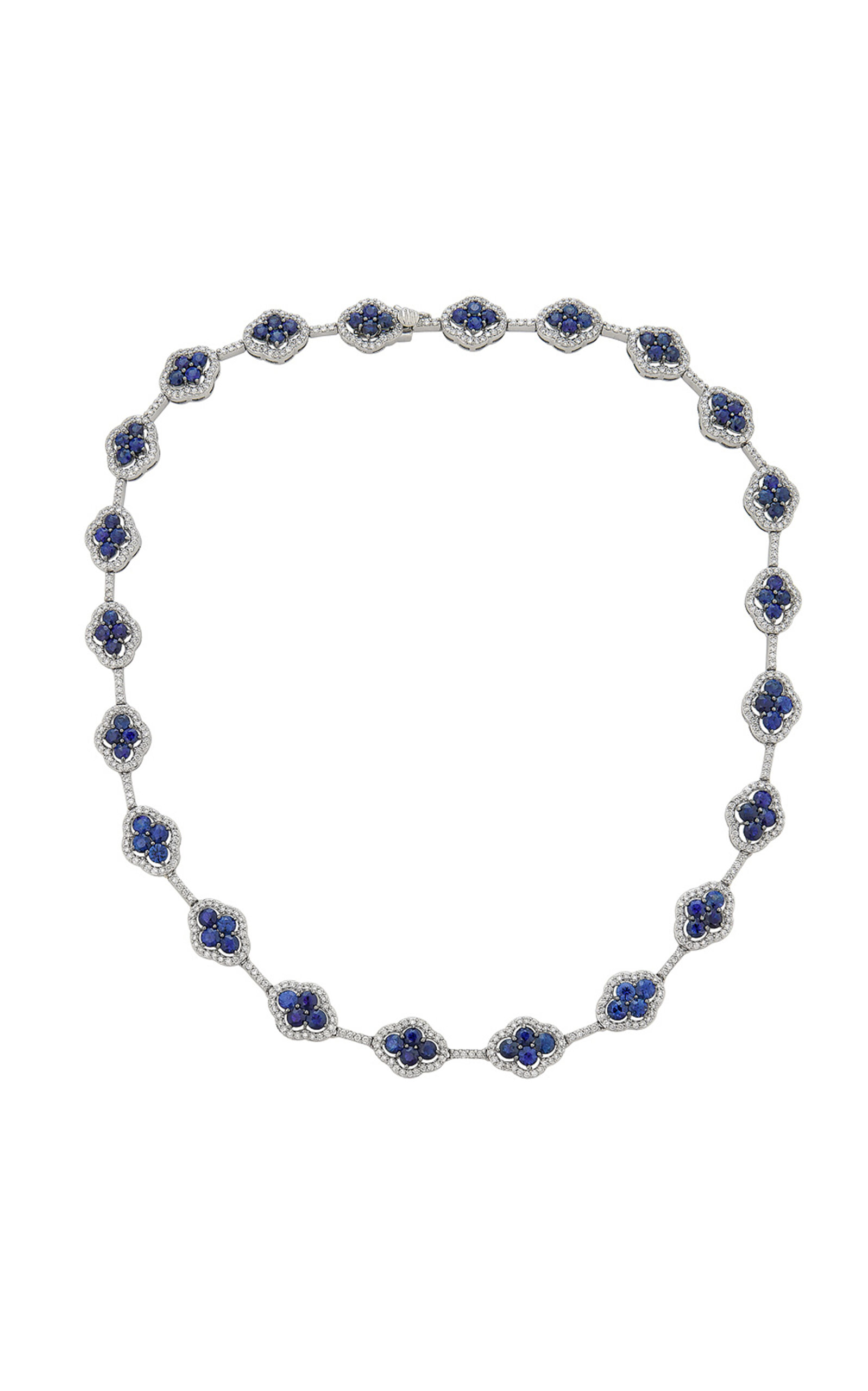 18K White Gold Blue Sapphire Necklace