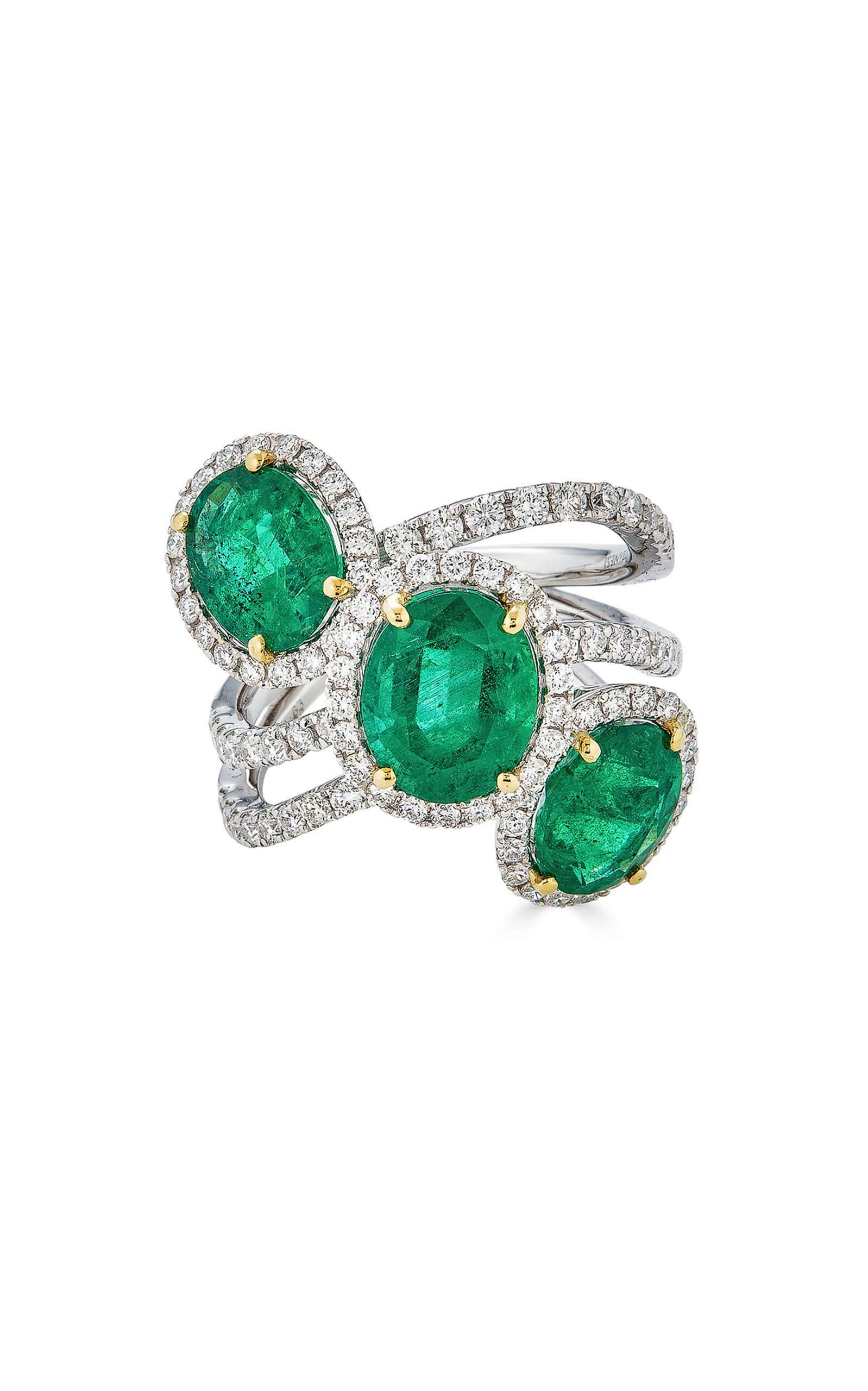 18K White and Yellow Gold Emerald Ring