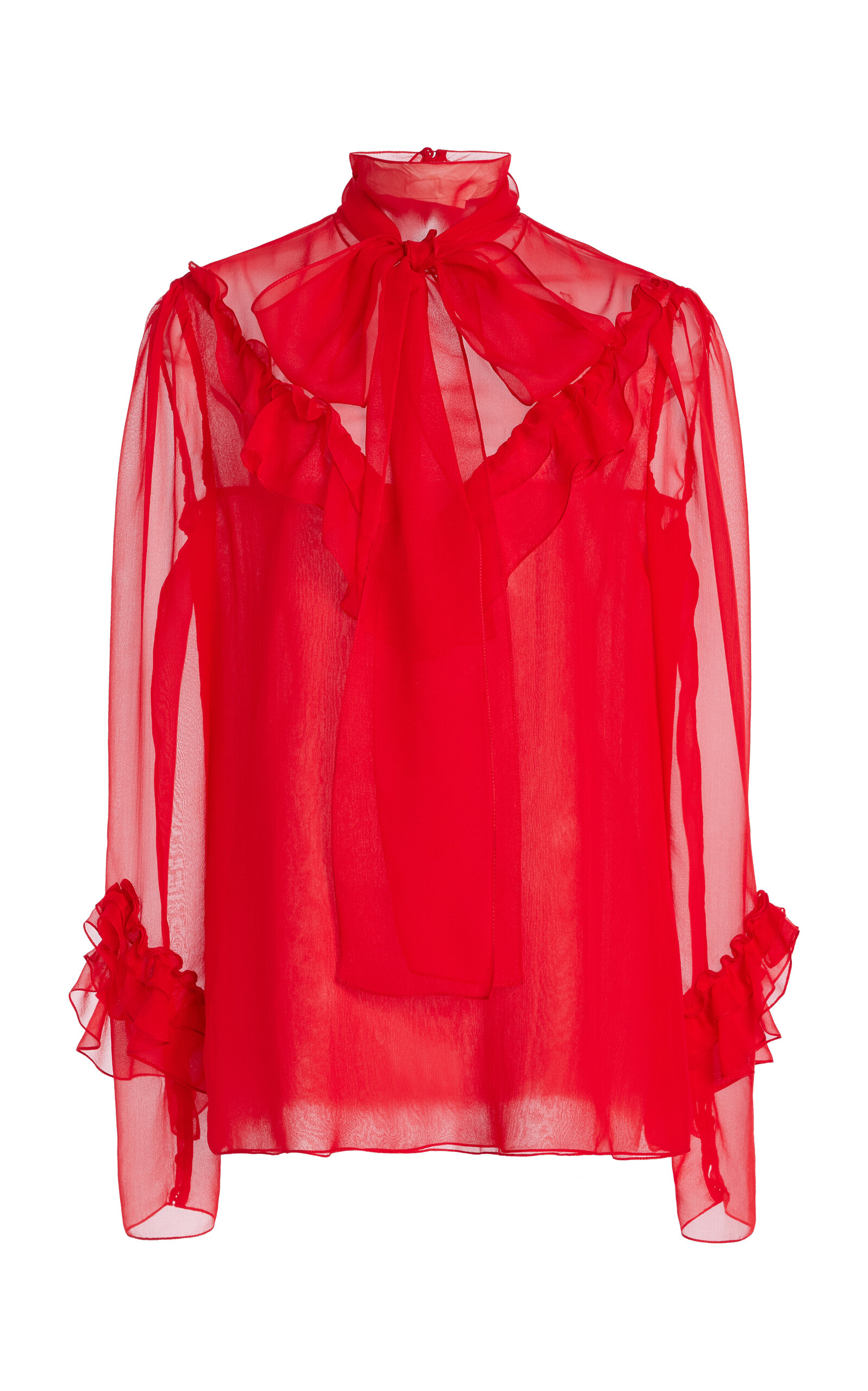 Ruffled Silk Chiffon Top