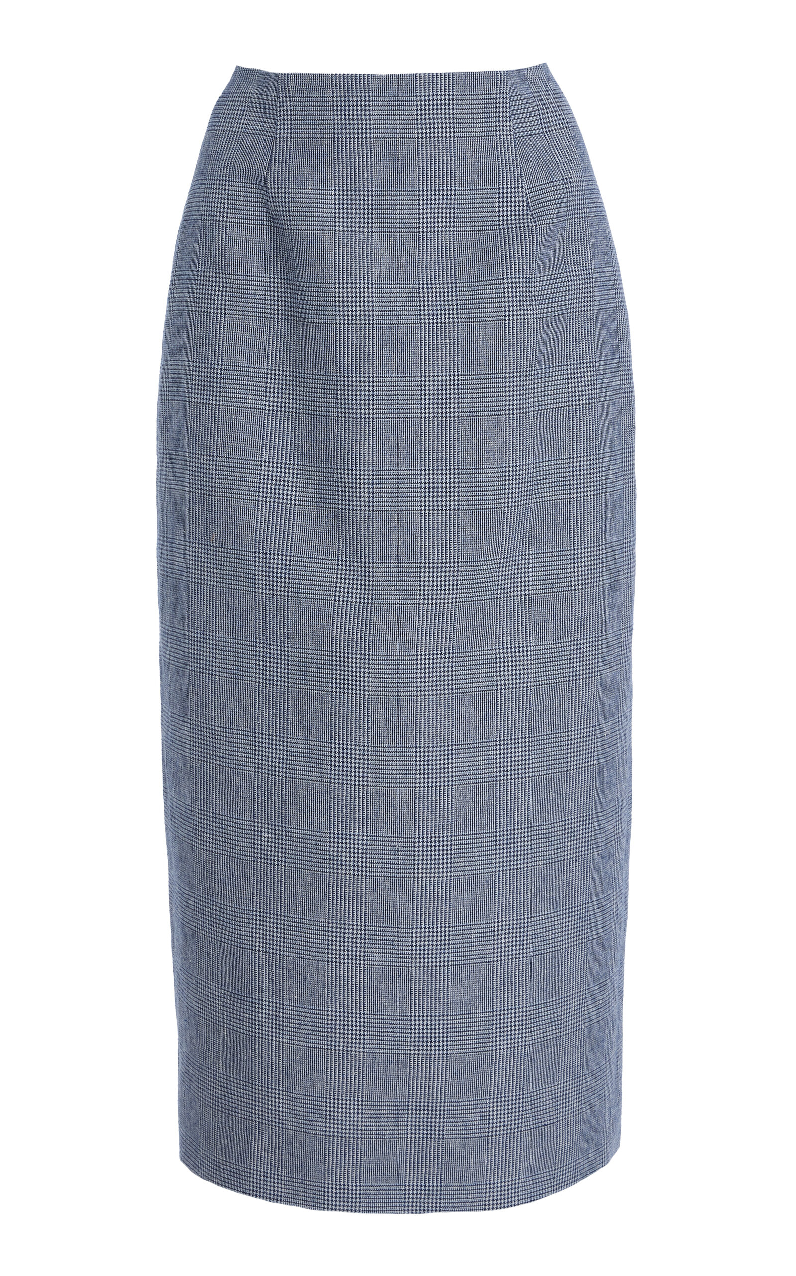 Checked Linen-Wool Maxi Skirt