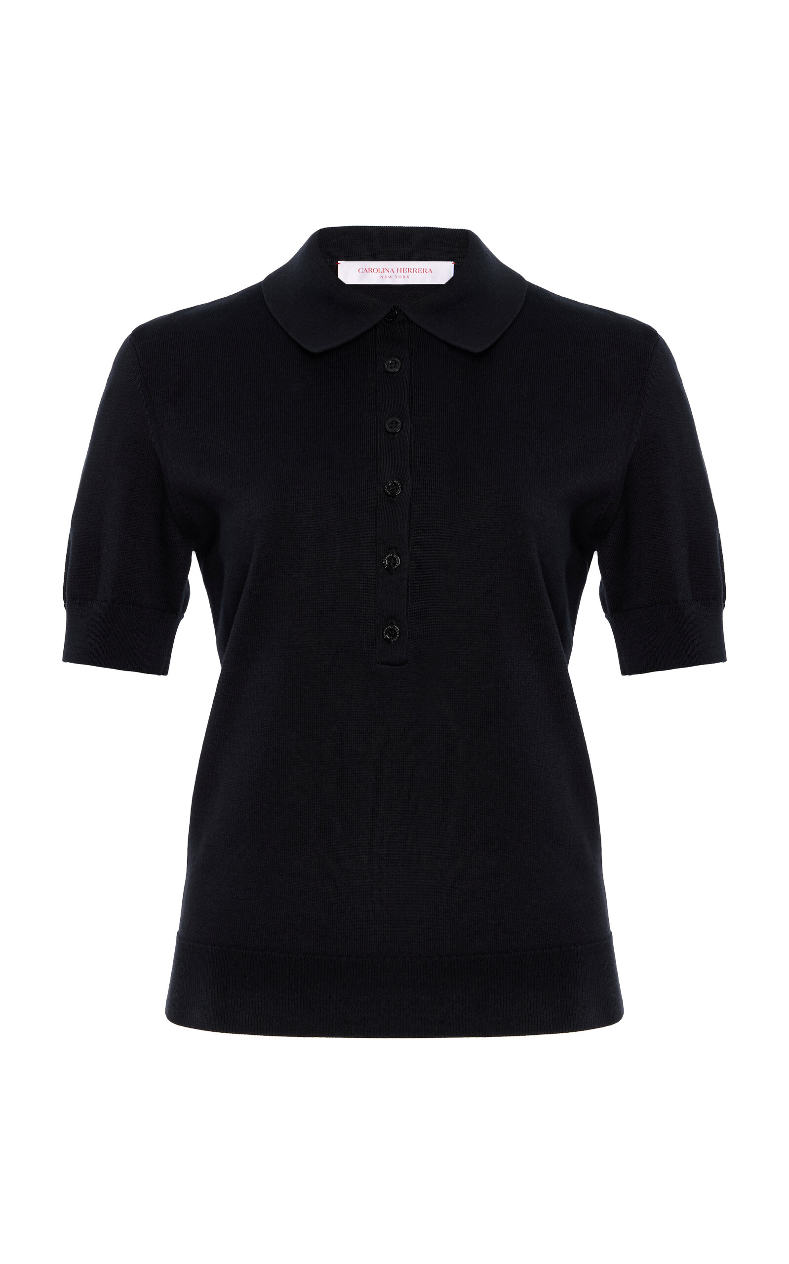 Silk-Cotton Knit Polo Top