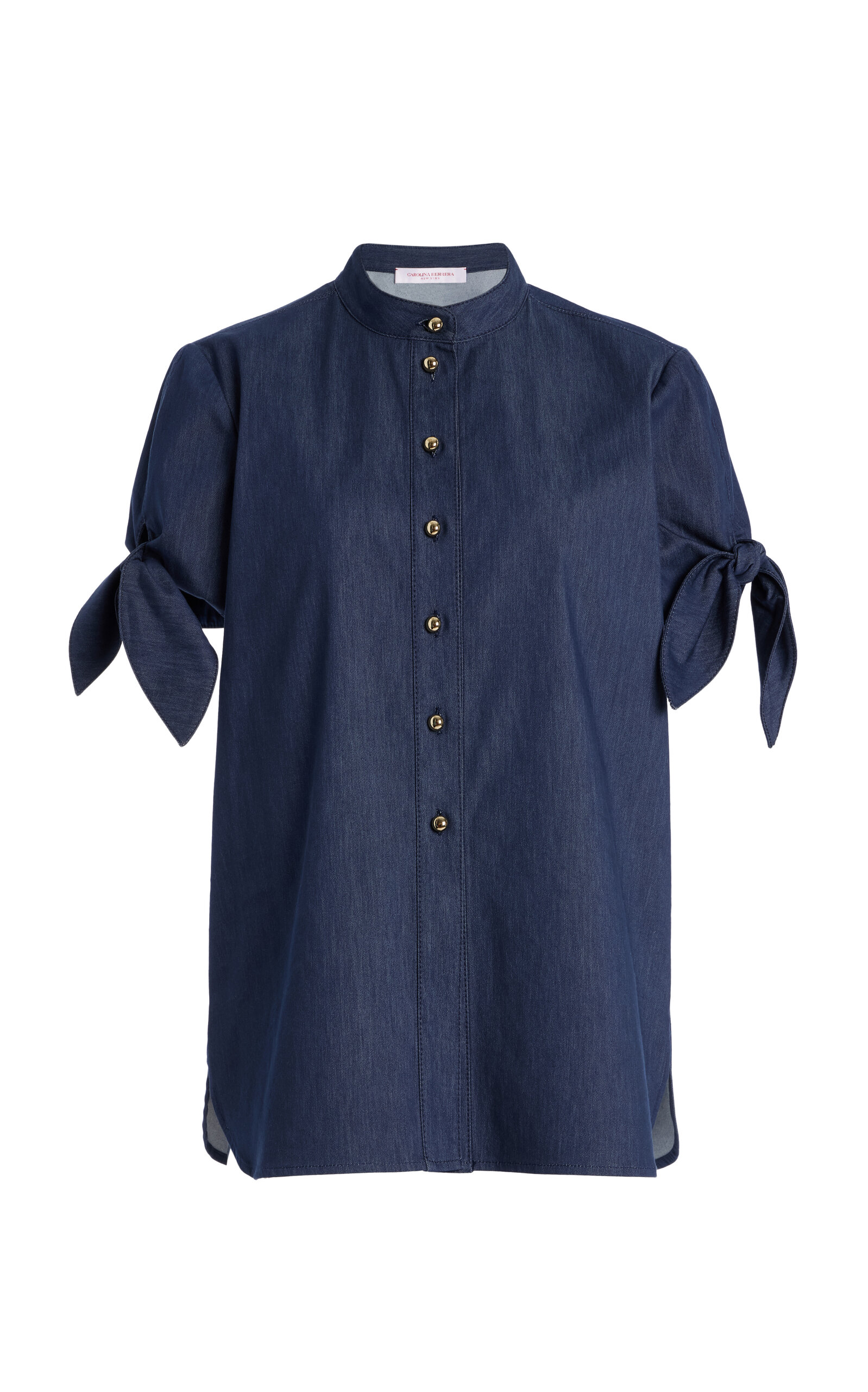 Tie-Detailed Cotton Chambray Shirt