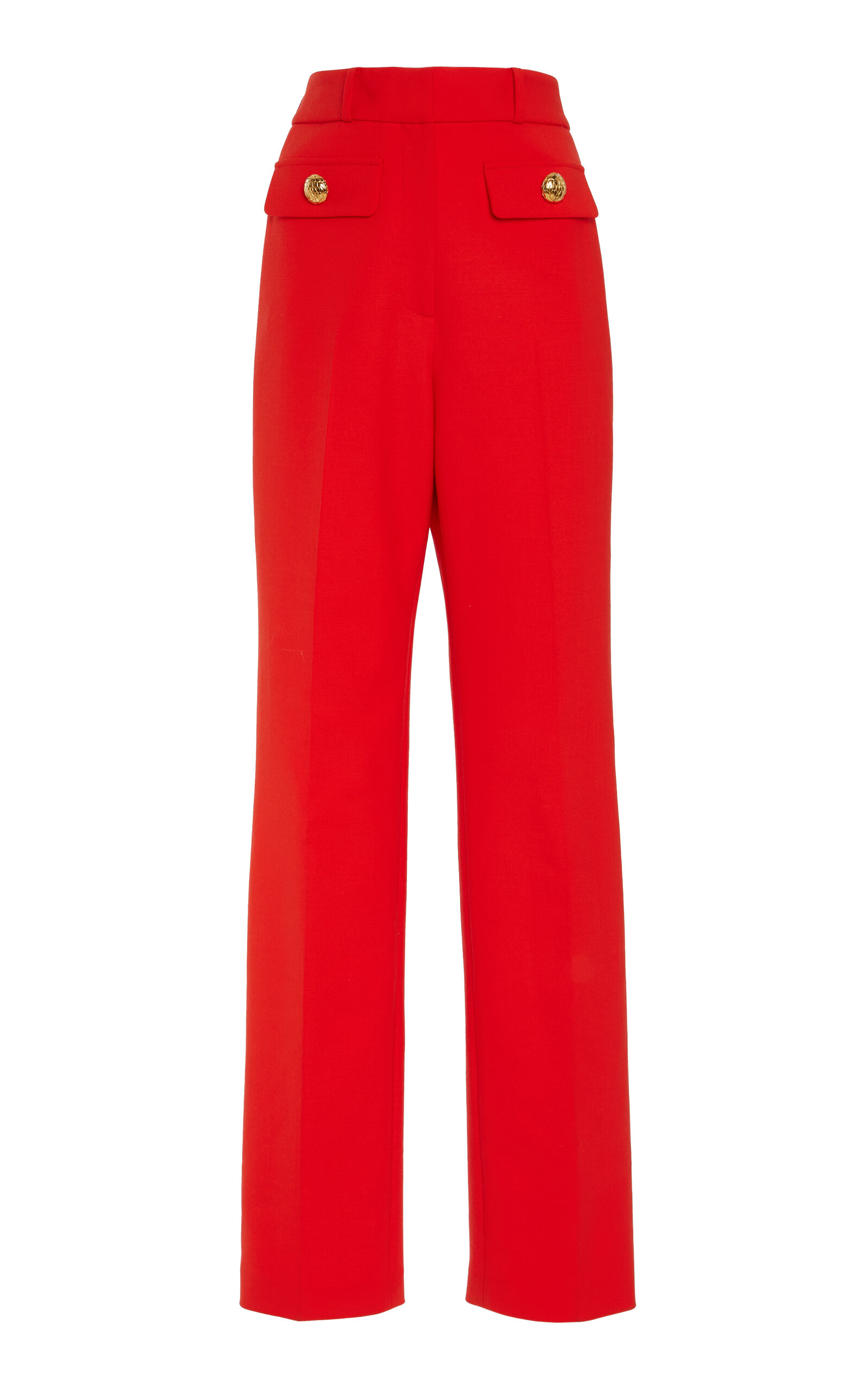 Stretch-Wool Straight-Leg Pants